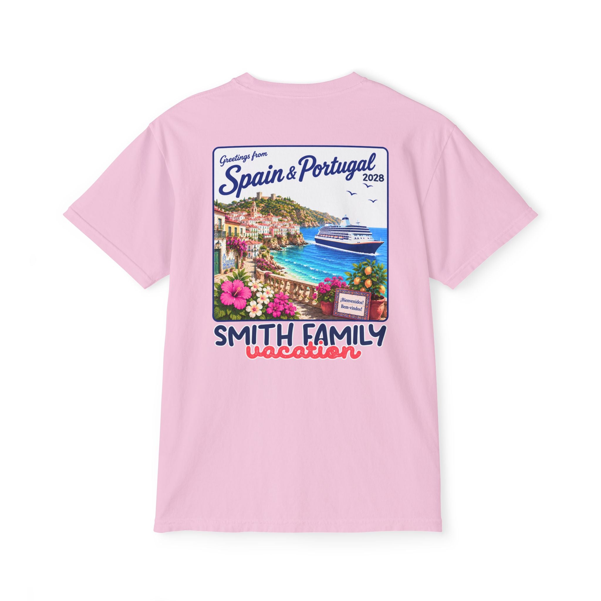 Greetings from Spain & Portugal Pocket Tee - Suite Escape