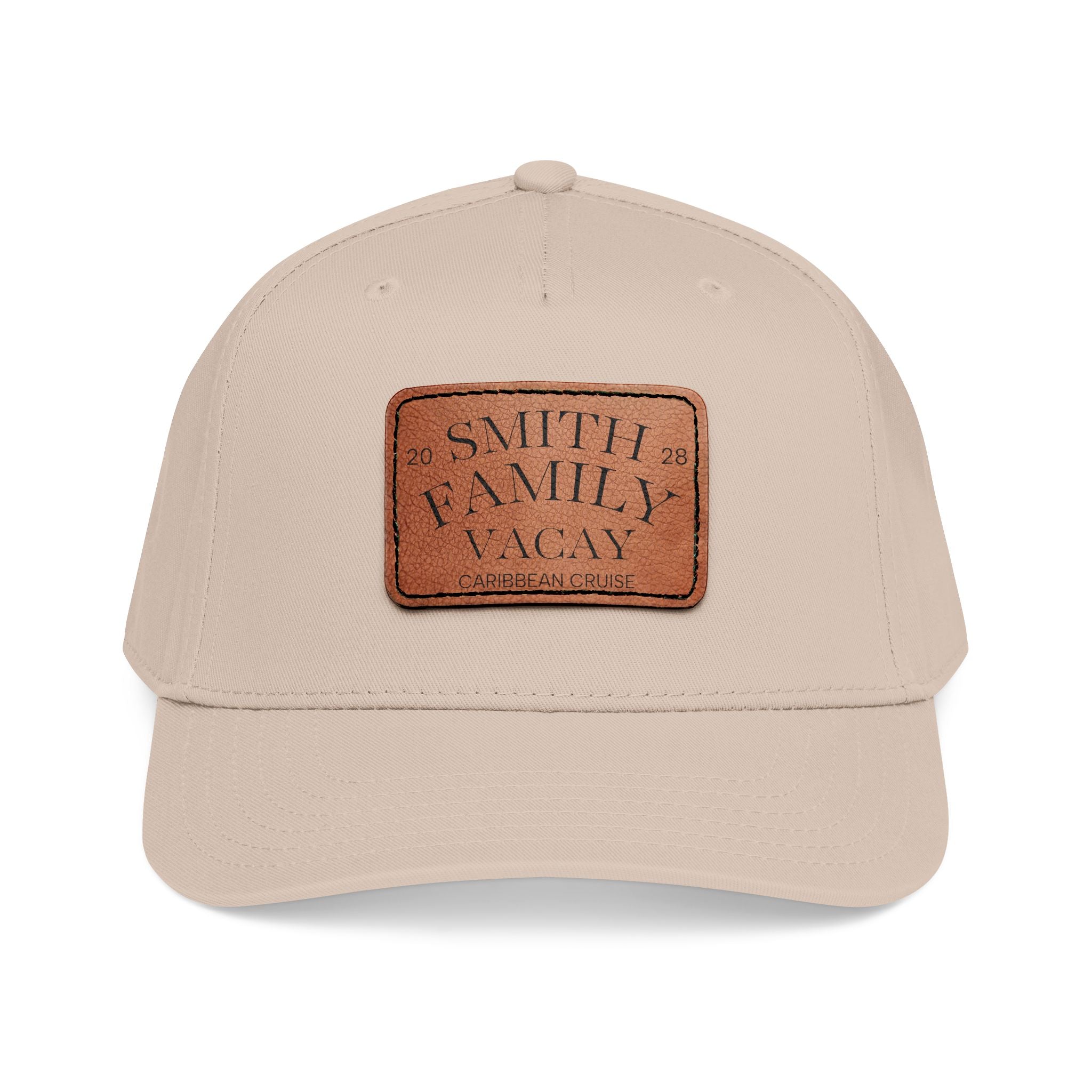 Personalized Text Leather Patch Baseball Cap