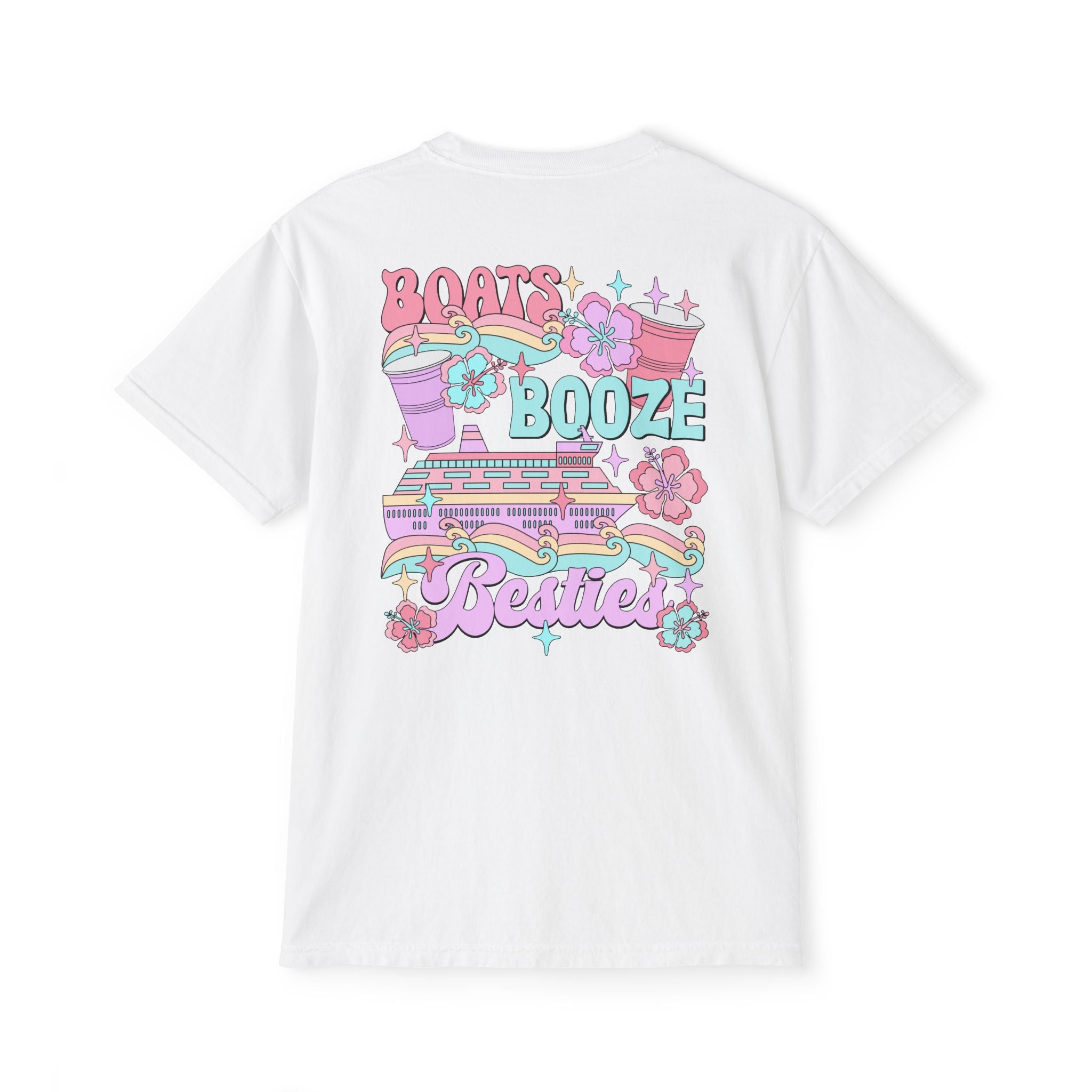 Boats, Booze, and Besties Pocket Tee