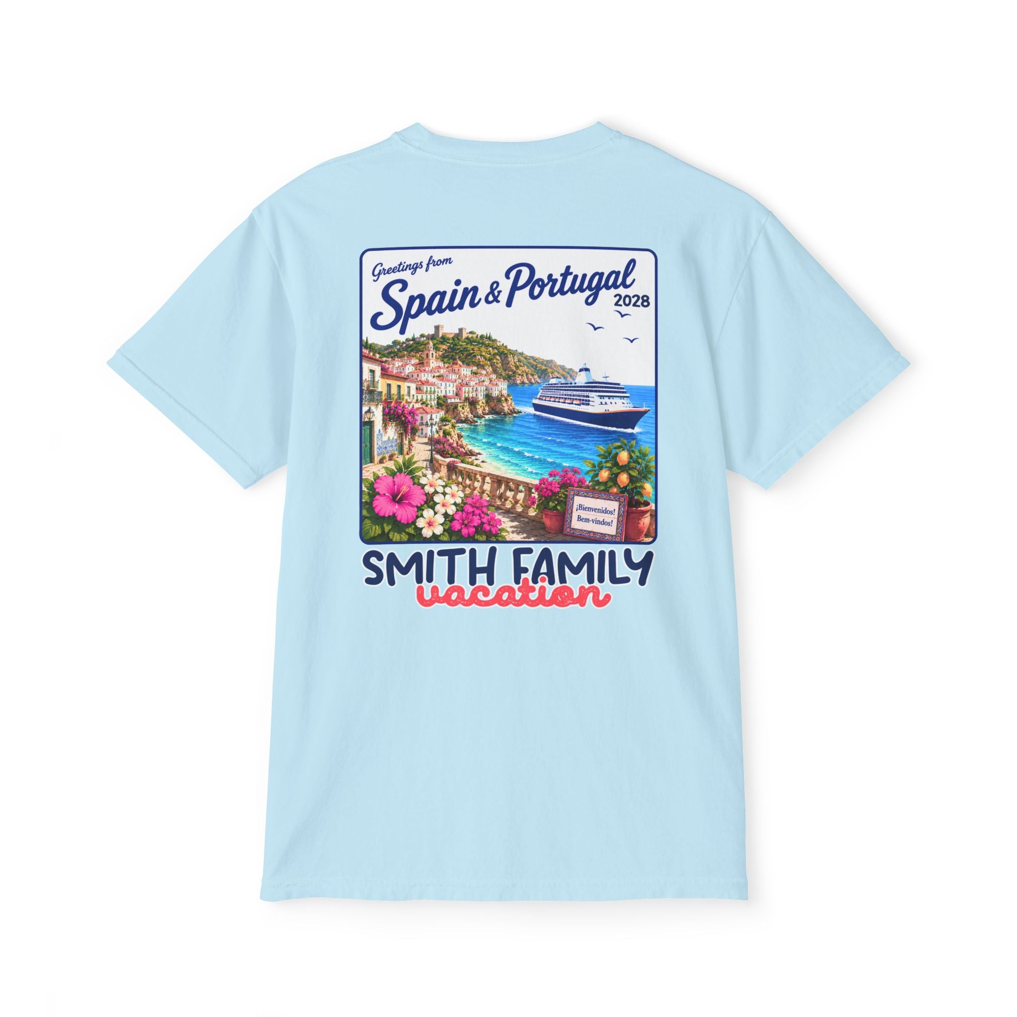 Greetings from Spain & Portugal Pocket Tee - Suite Escape