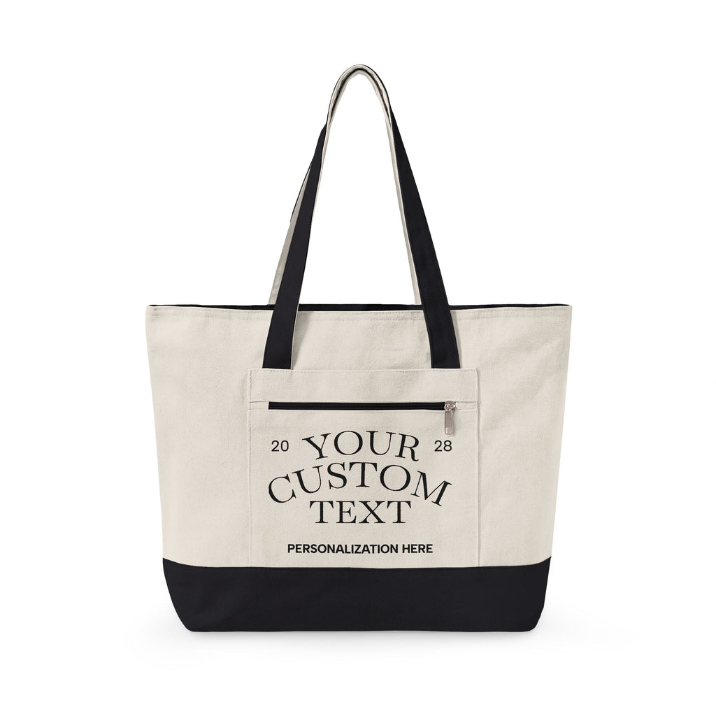 Personalized Zippered Canvas Tote Bag