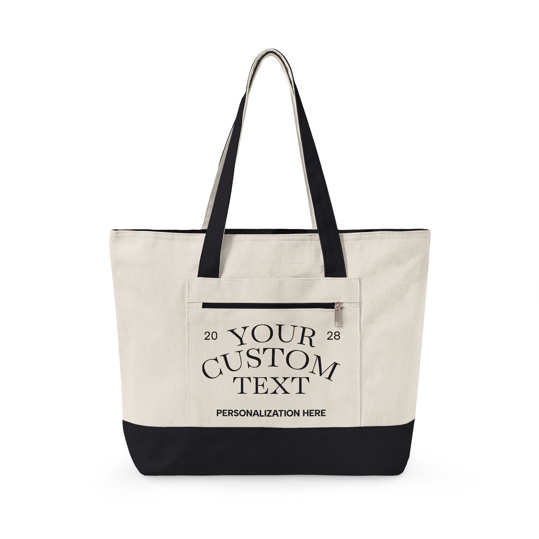 Personalized Zippered Canvas Tote Bag