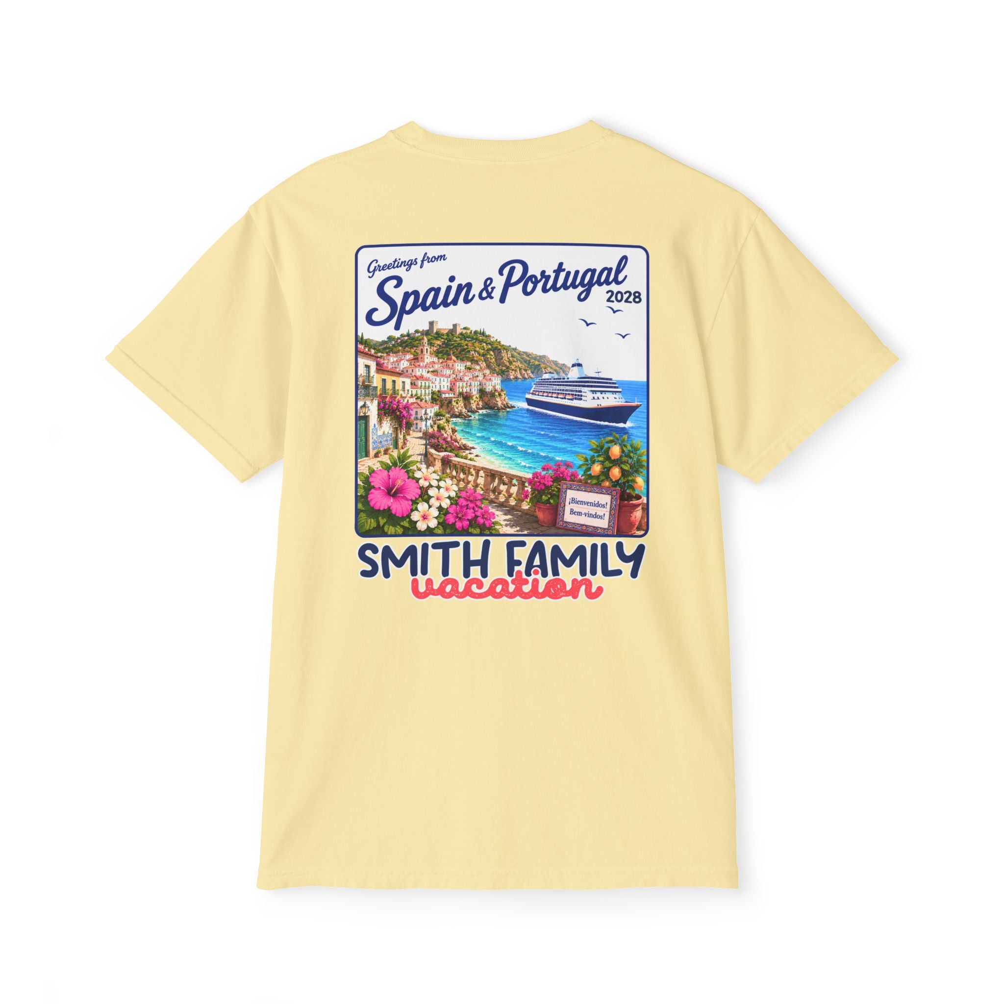 Greetings from Spain & Portugal Pocket Tee - Suite Escape