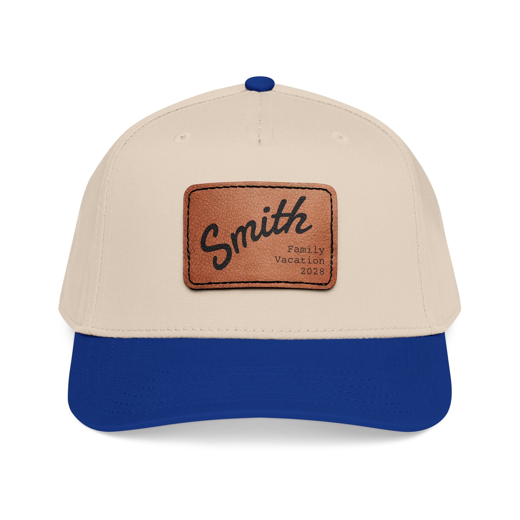 Personalized Curved Text Leather Patch Baseball Cap