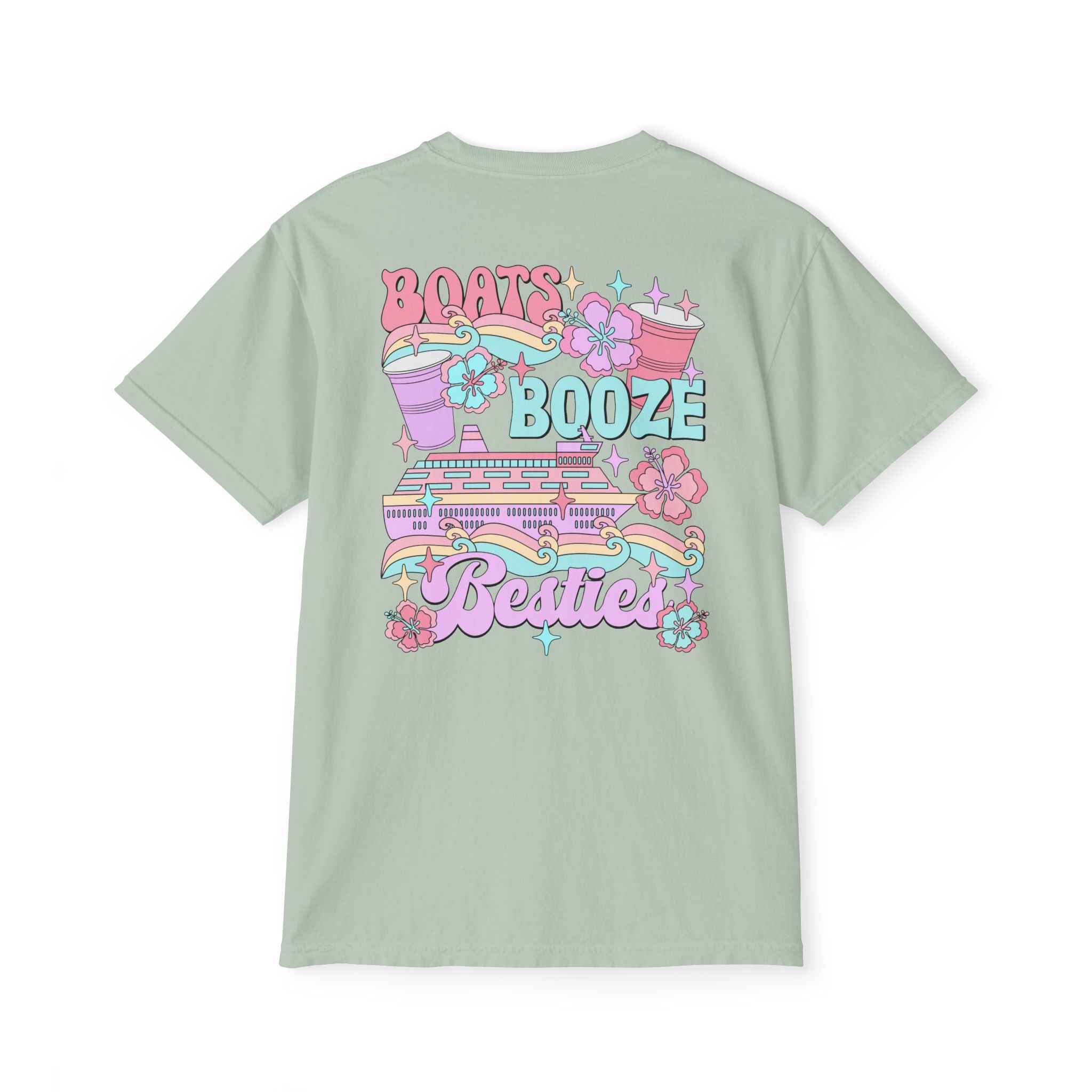 Boats, Booze, and Besties Pocket Tee