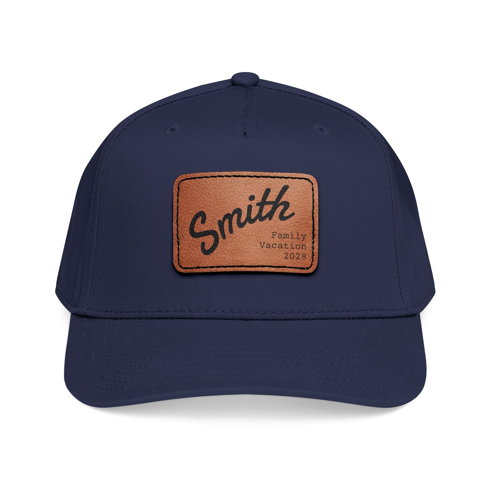 Personalized Curved Text Leather Patch Baseball Cap