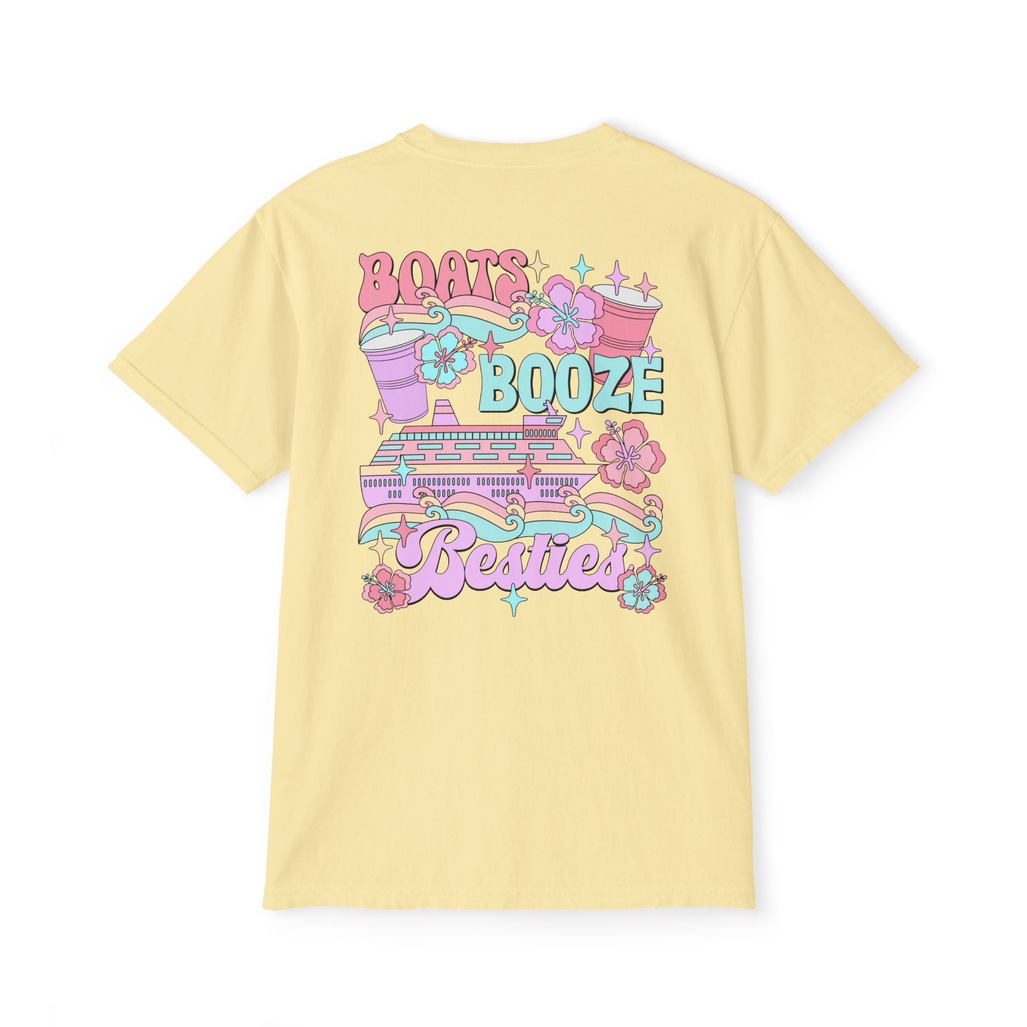 Boats, Booze, and Besties Pocket Tee