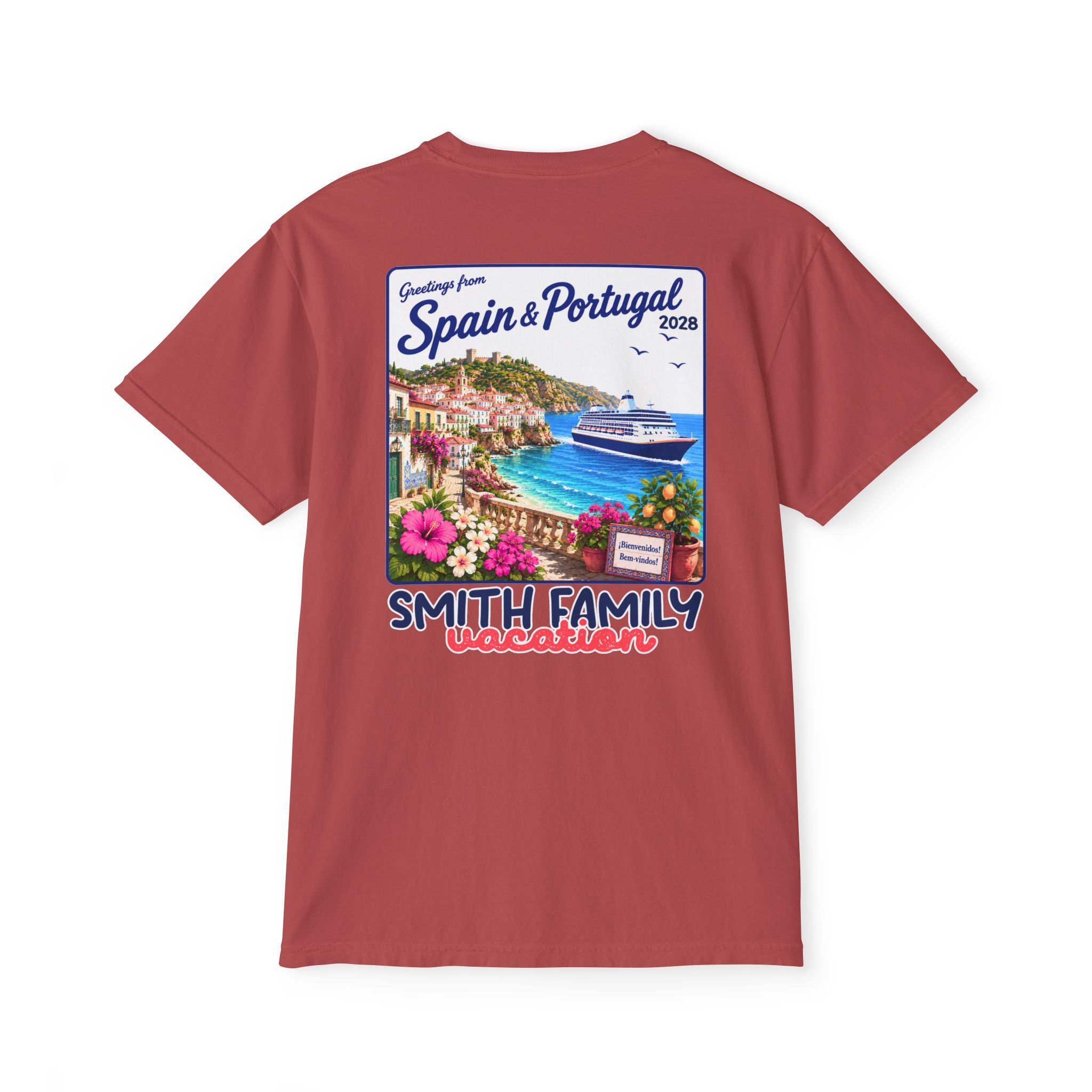 Greetings from Spain & Portugal Pocket Tee - Suite Escape