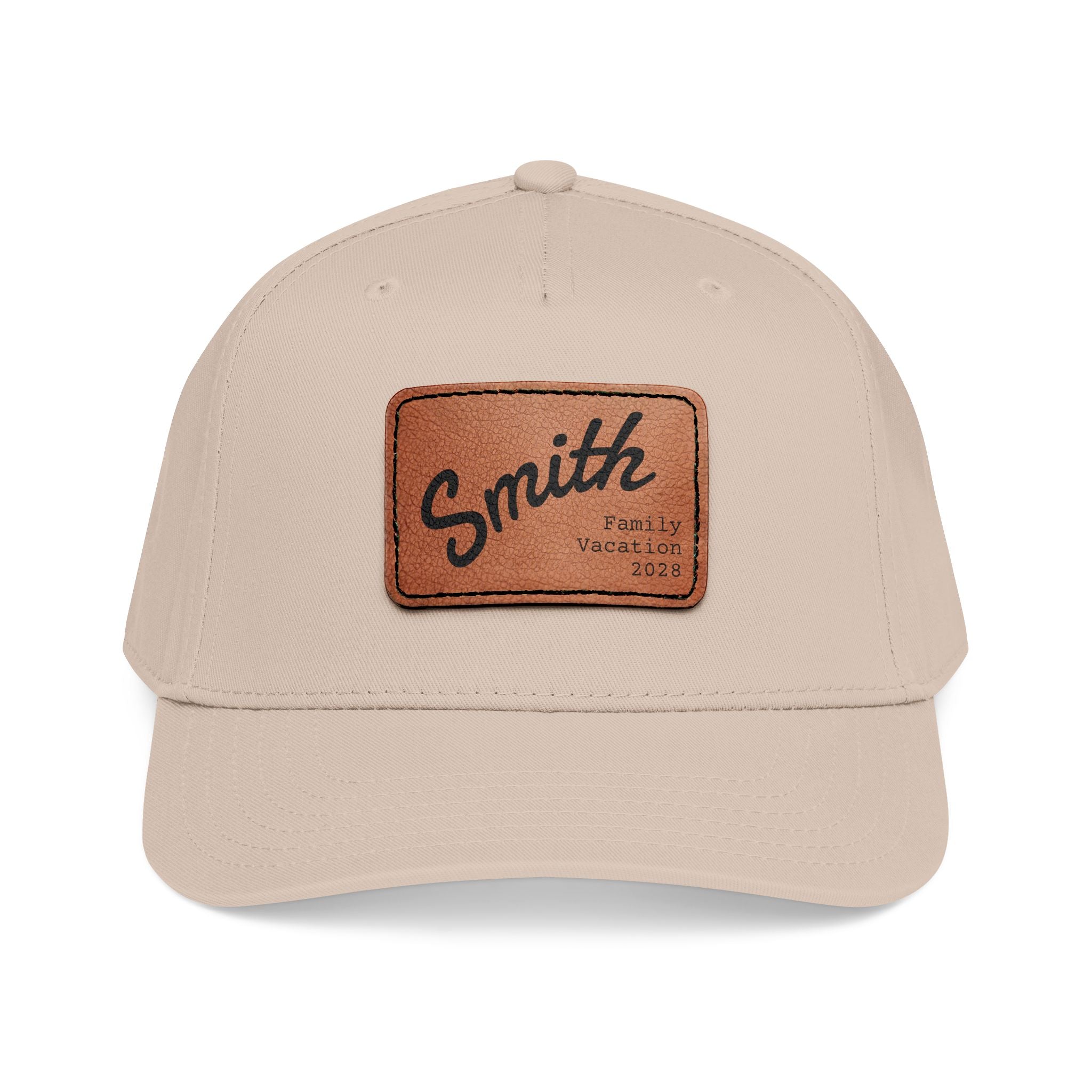 Personalized Curved Text Leather Patch Baseball Cap