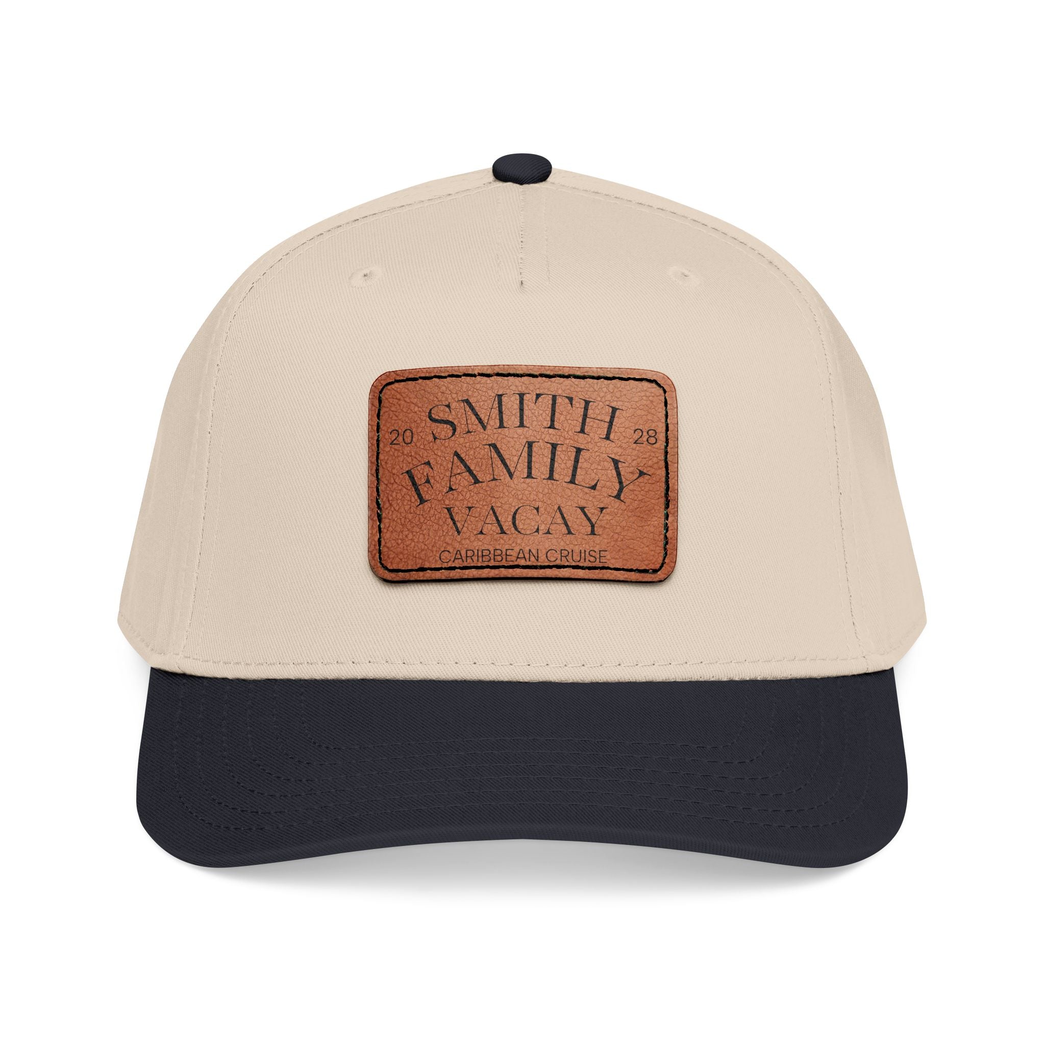 Personalized Text Leather Patch Baseball Cap