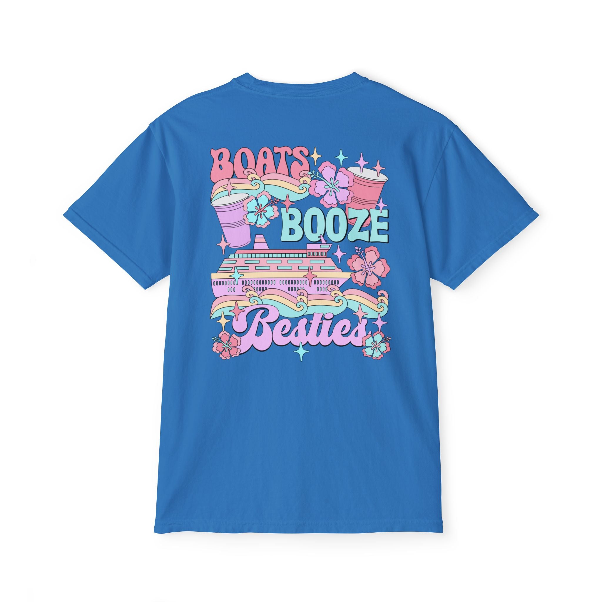 Boats, Booze, and Besties Pocket Tee