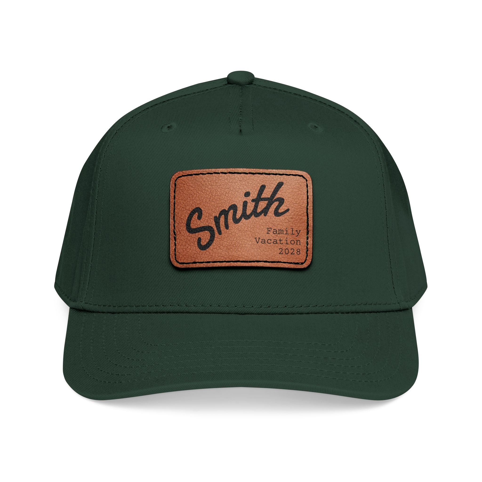 Personalized Curved Text Leather Patch Baseball Cap