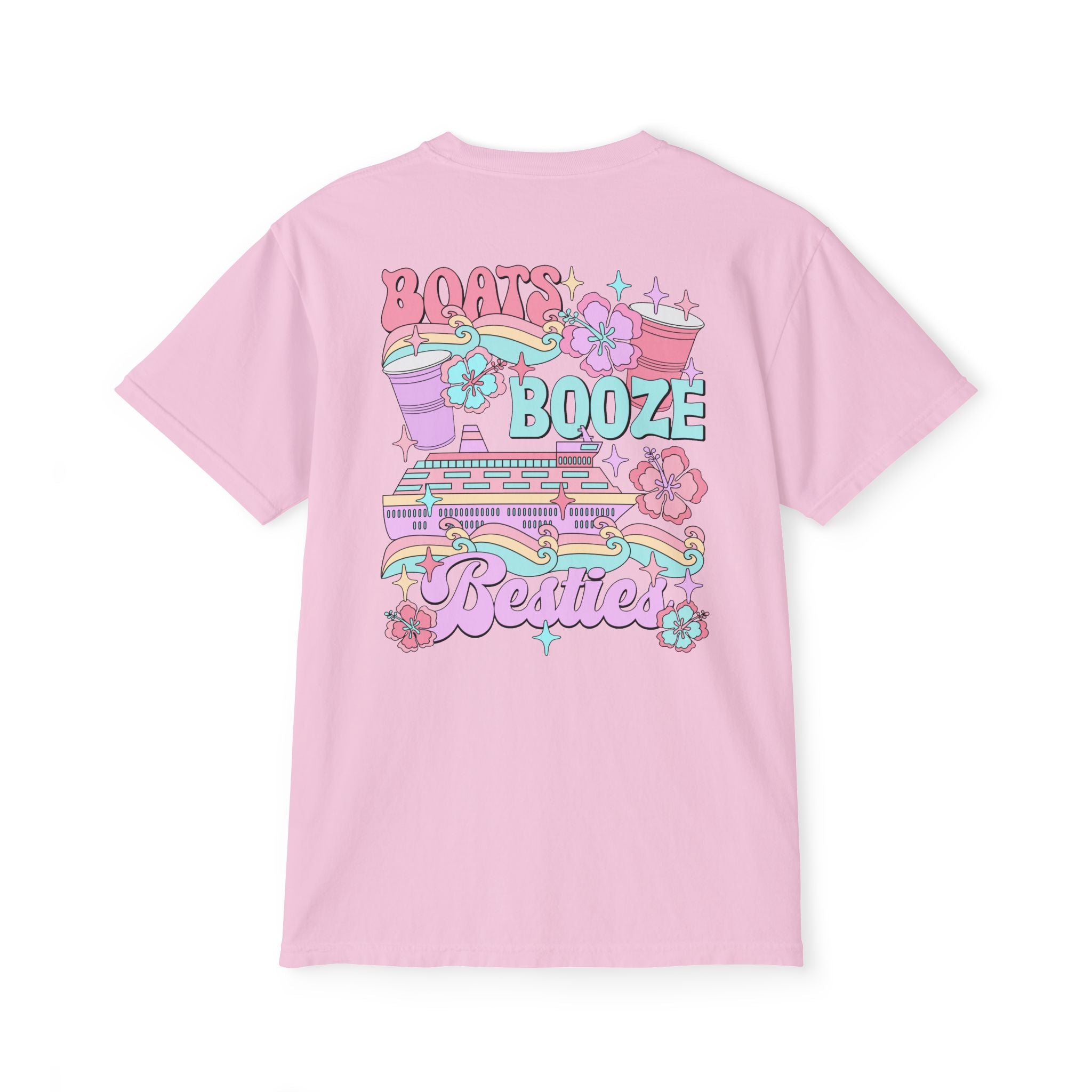 Boats, Booze, and Besties Pocket Tee