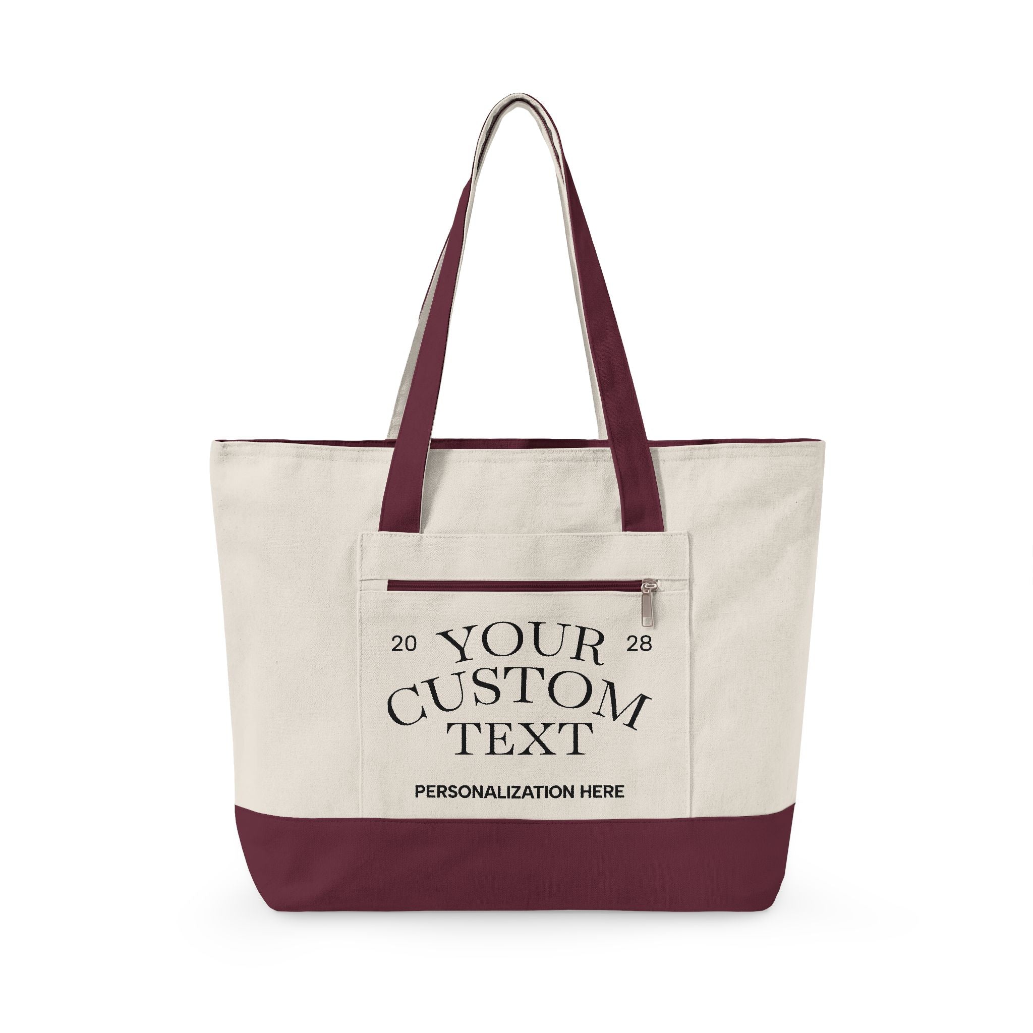 Personalized Zippered Canvas Tote Bag