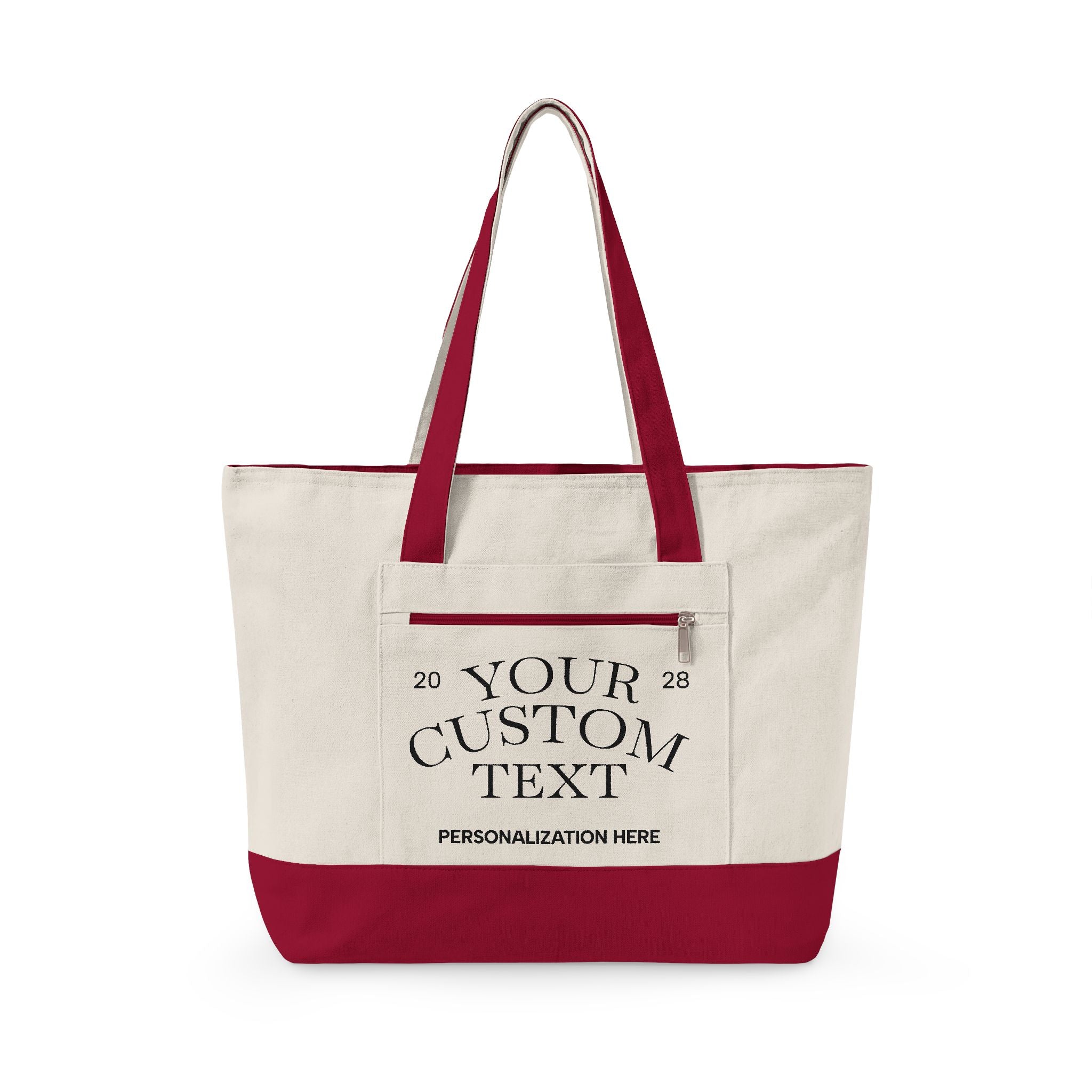 Personalized Zippered Canvas Tote Bag