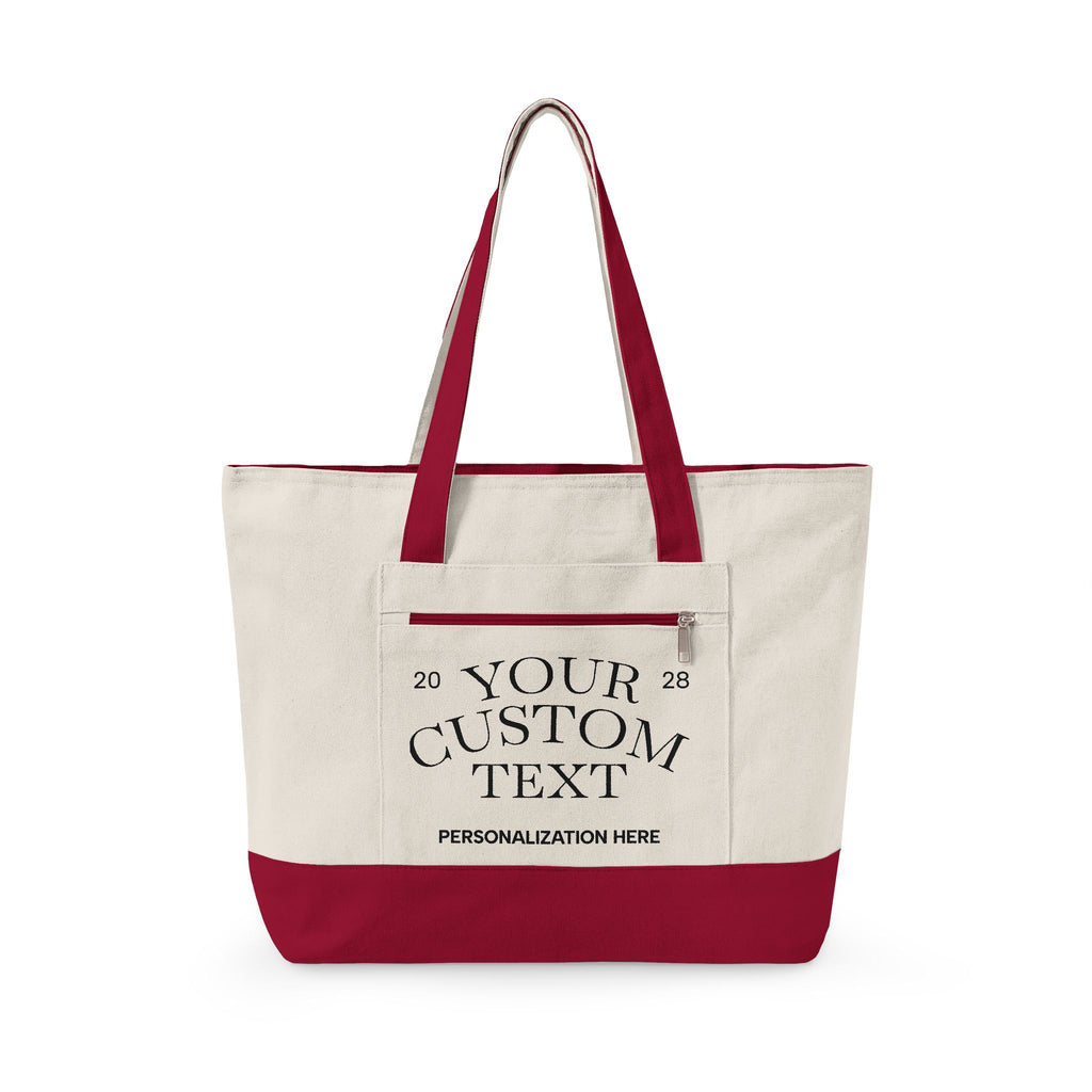 Personalized Zippered Canvas Tote Bag