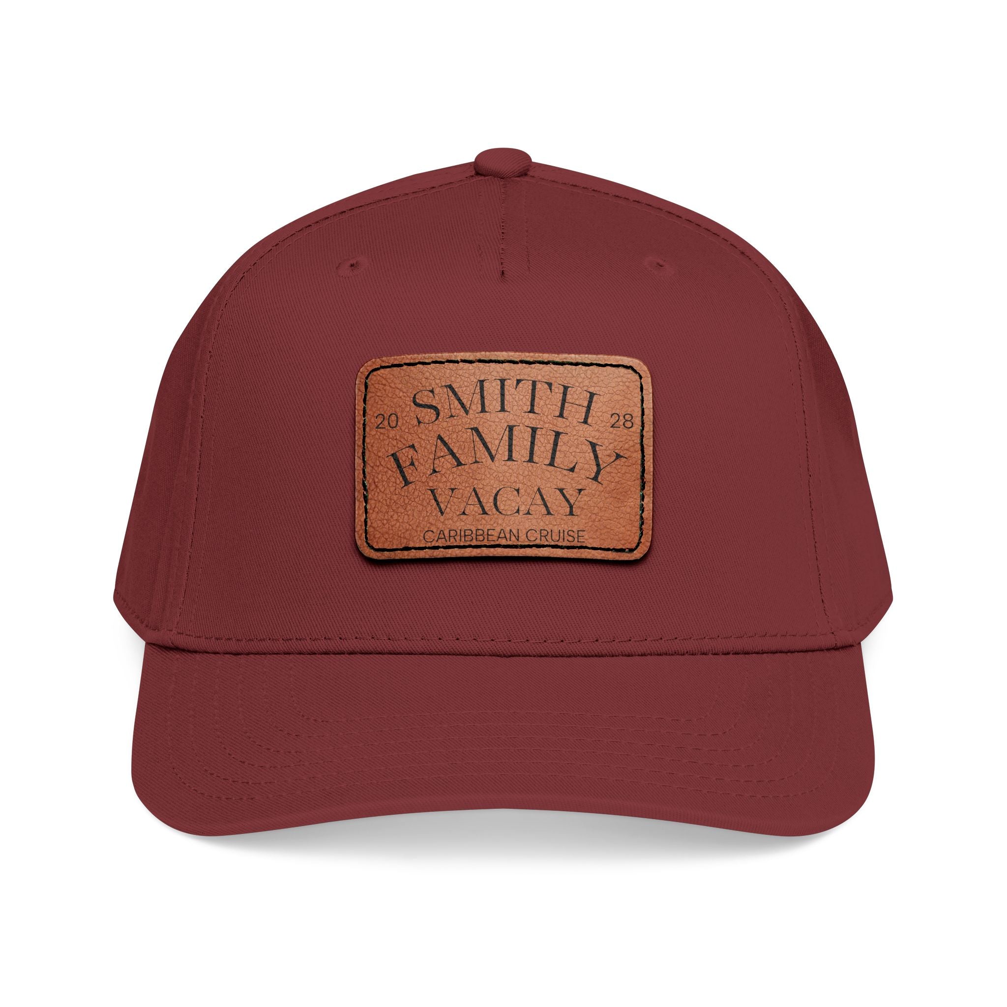 Personalized Text Leather Patch Baseball Cap