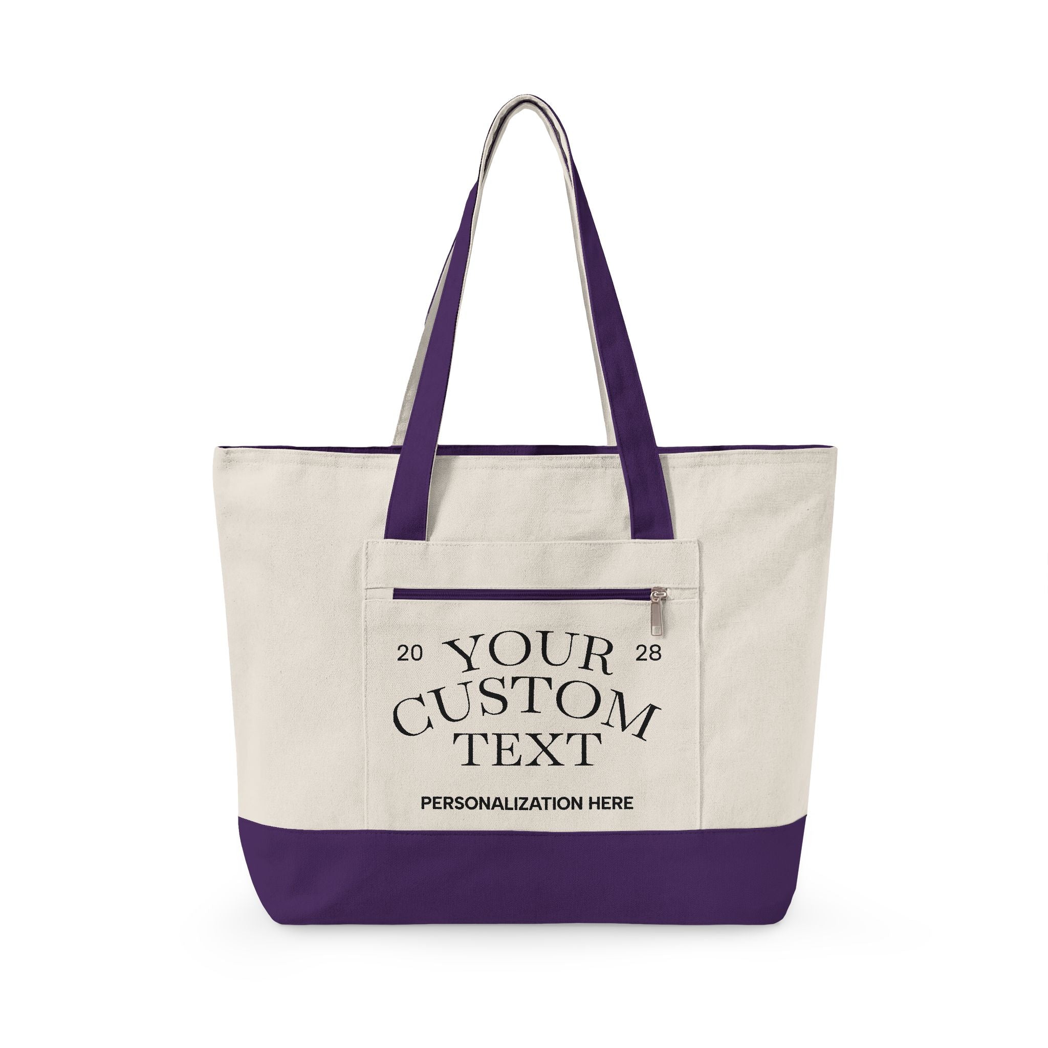 Personalized Zippered Canvas Tote Bag