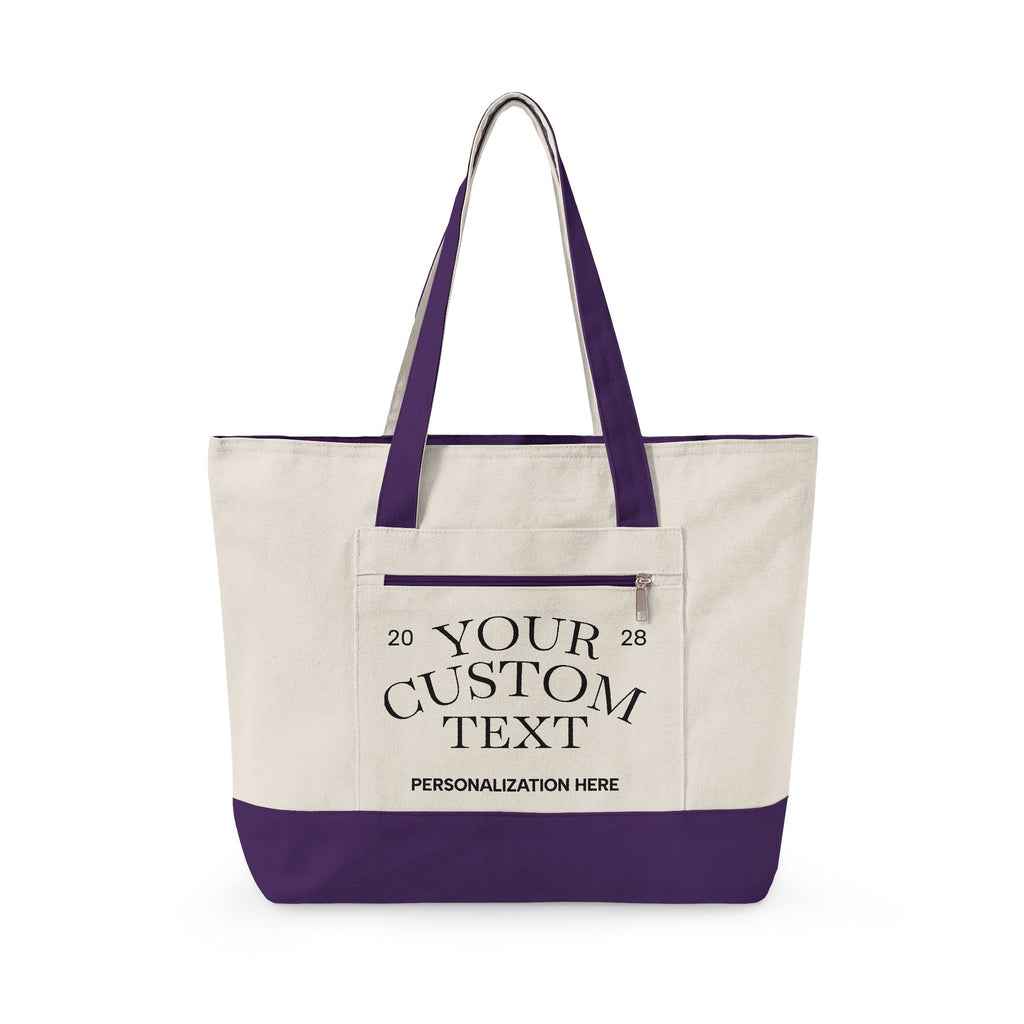 Personalized Zippered Canvas Tote Bag