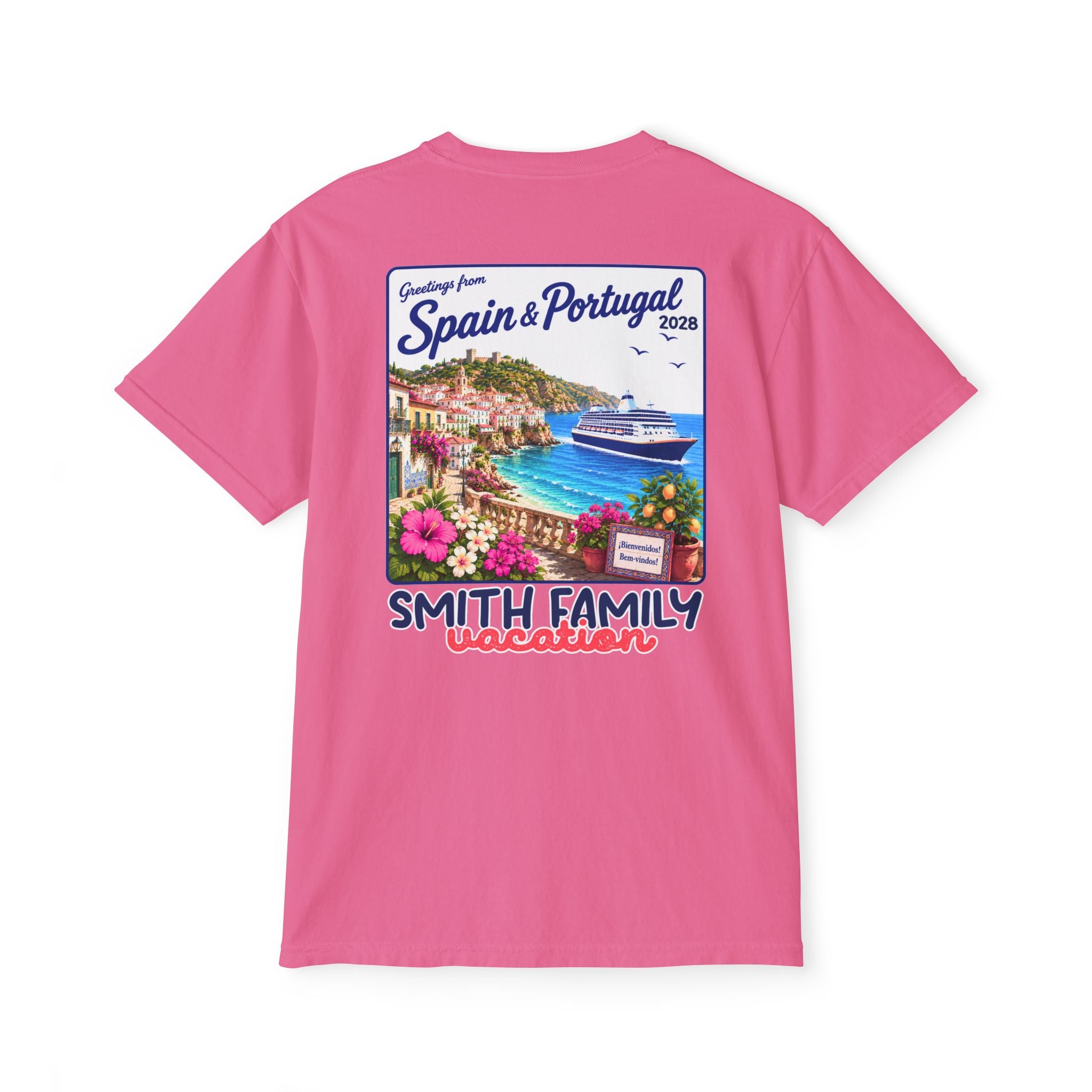 Greetings from Spain & Portugal Pocket Tee - Suite Escape