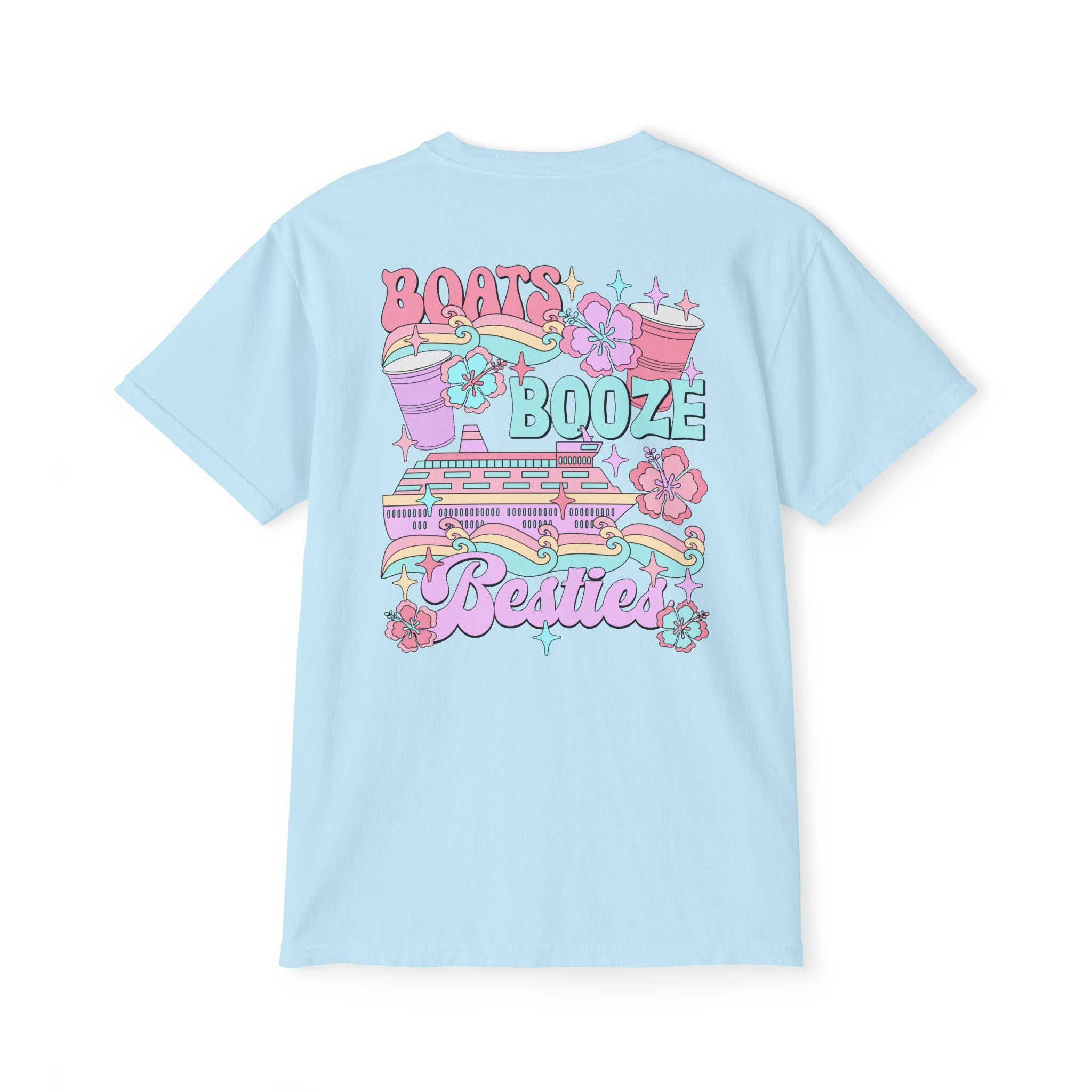 Boats, Booze, and Besties Pocket Tee