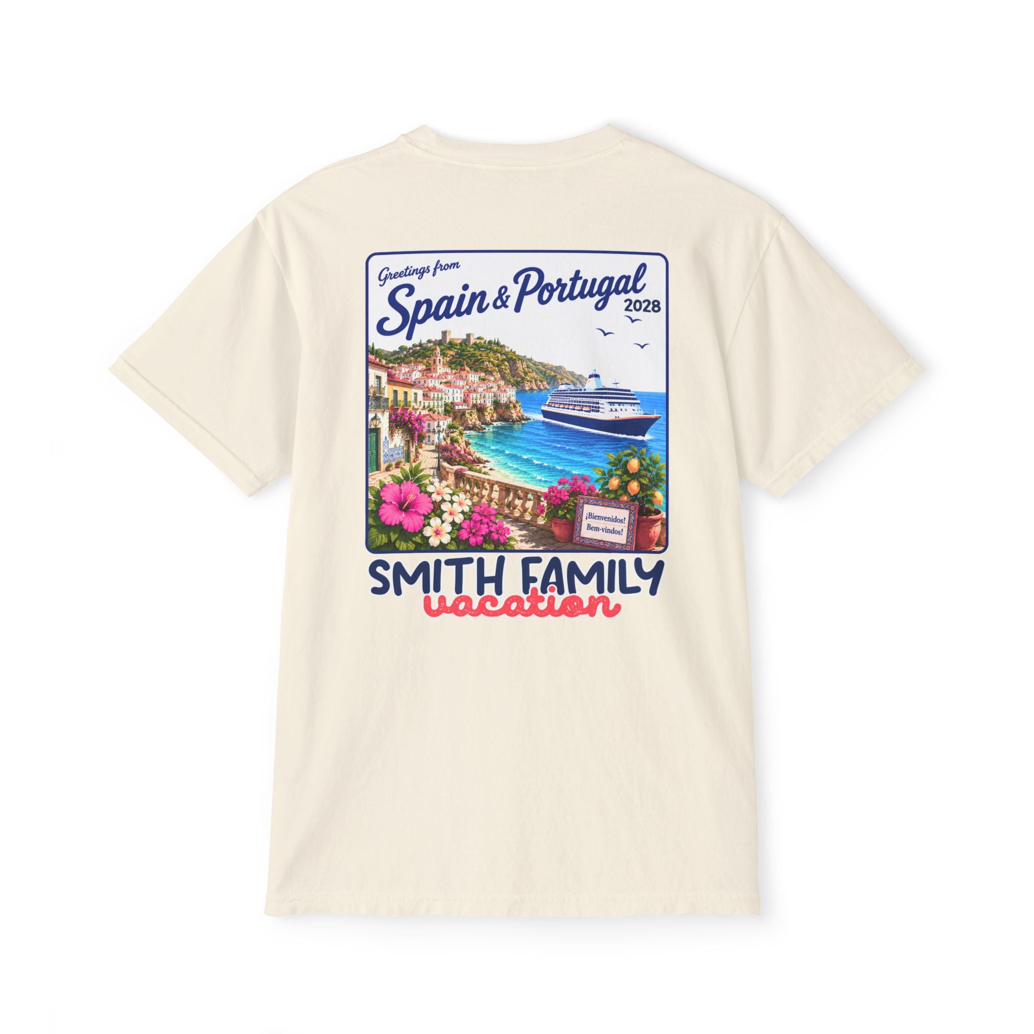 Greetings from Spain & Portugal Pocket Tee - Suite Escape