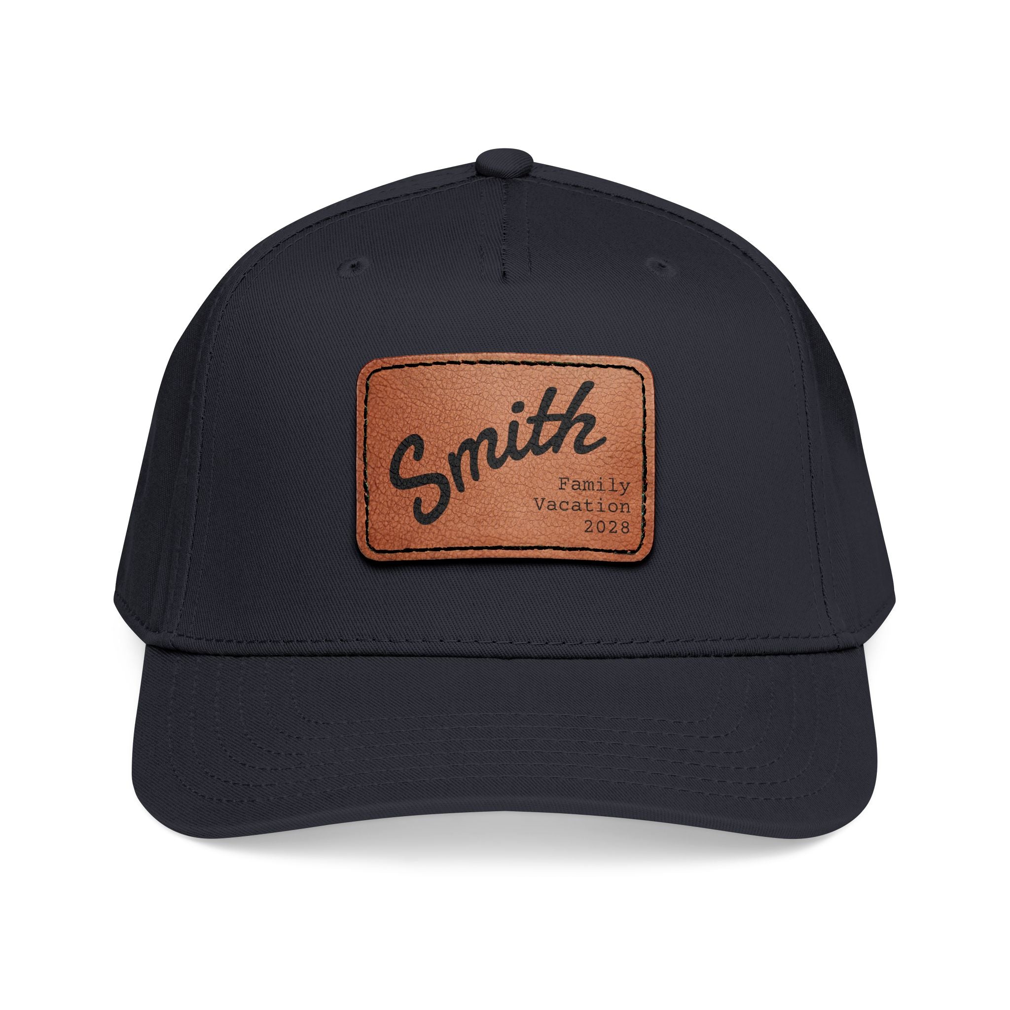 Personalized Curved Text Leather Patch Baseball Cap
