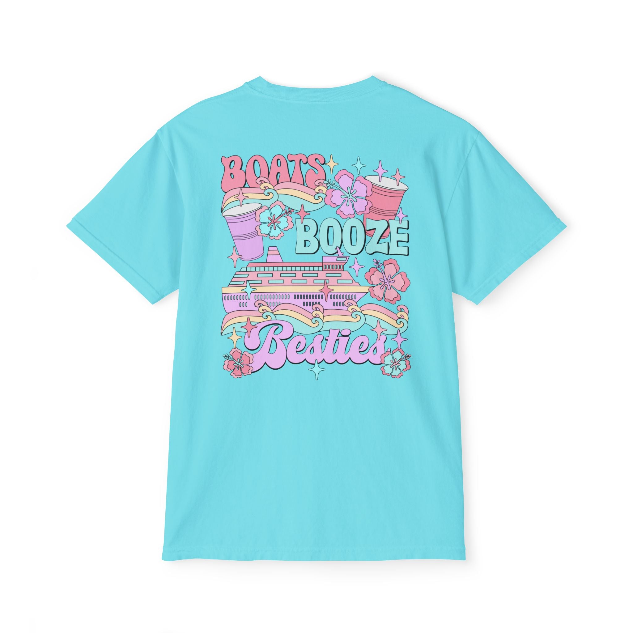 Boats, Booze, and Besties Pocket Tee
