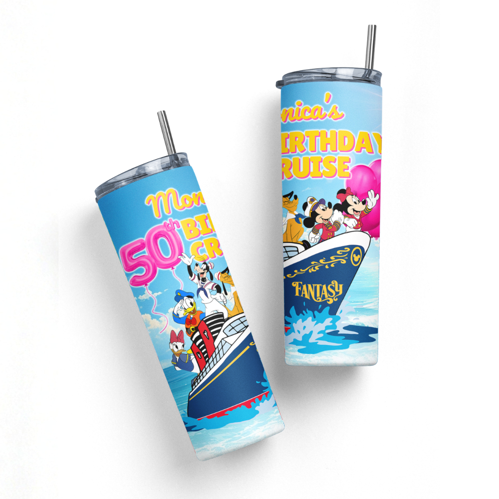 Magical Cruise Line Birthday Tumbler - Pink Balloons