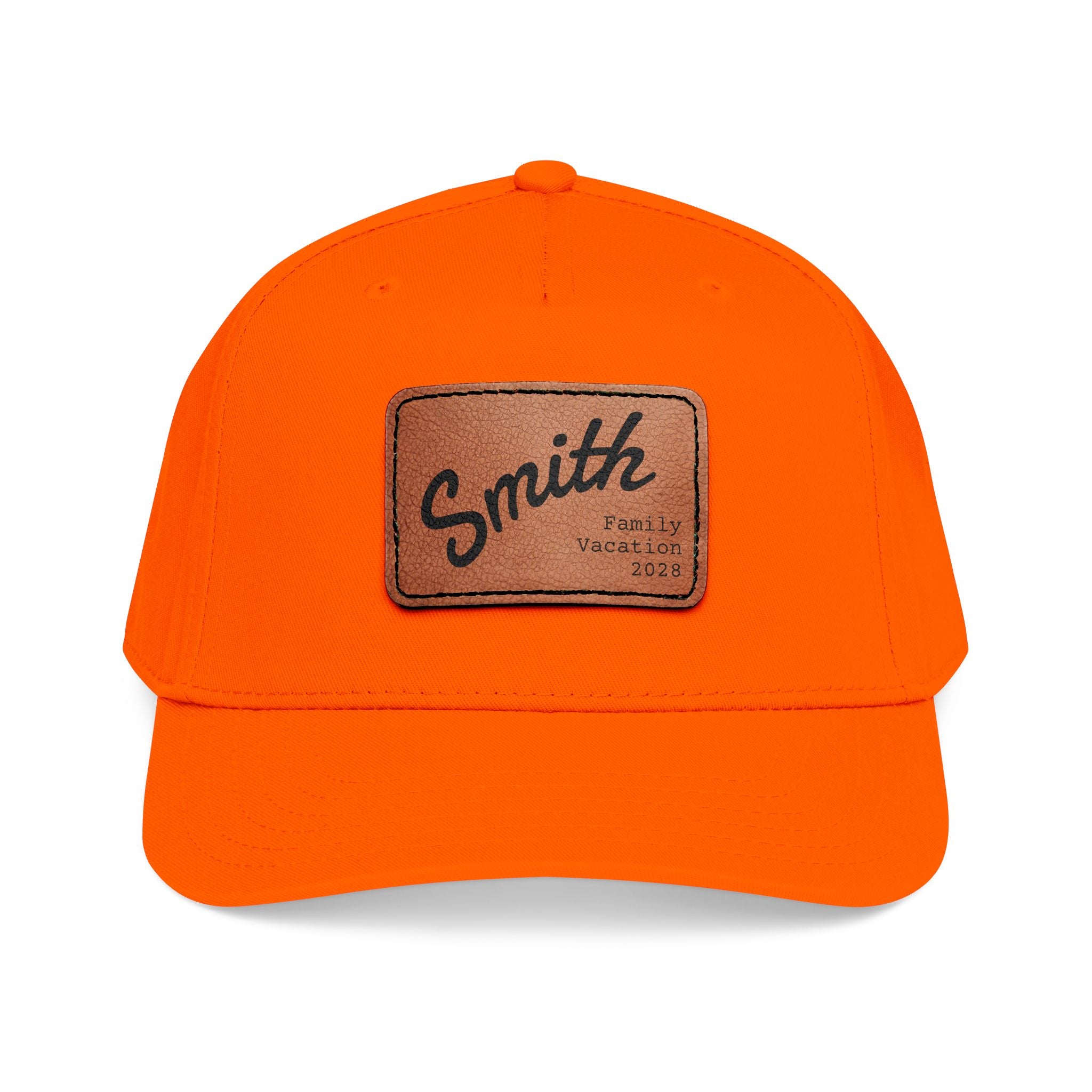 Personalized Curved Text Leather Patch Baseball Cap