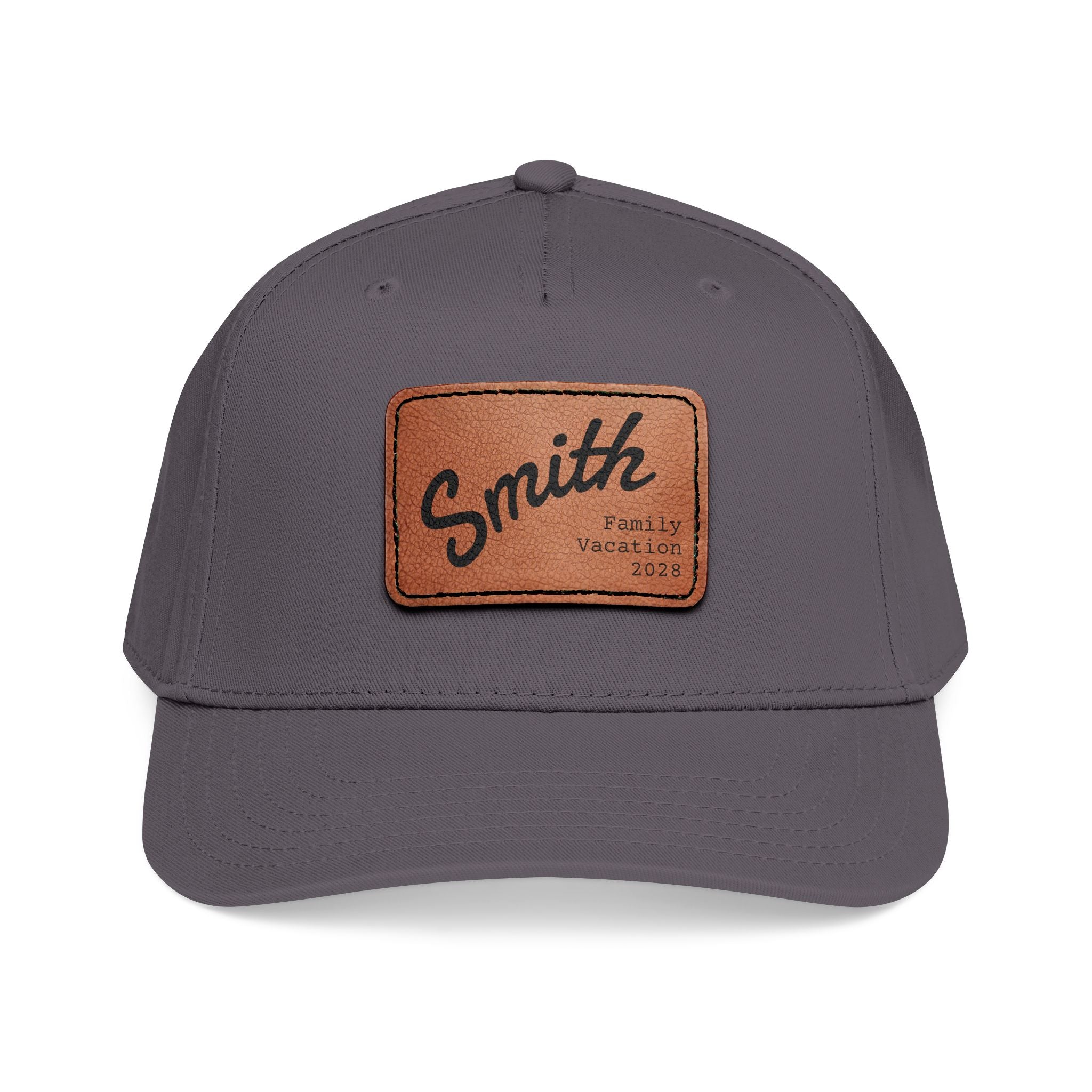 Personalized Curved Text Leather Patch Baseball Cap