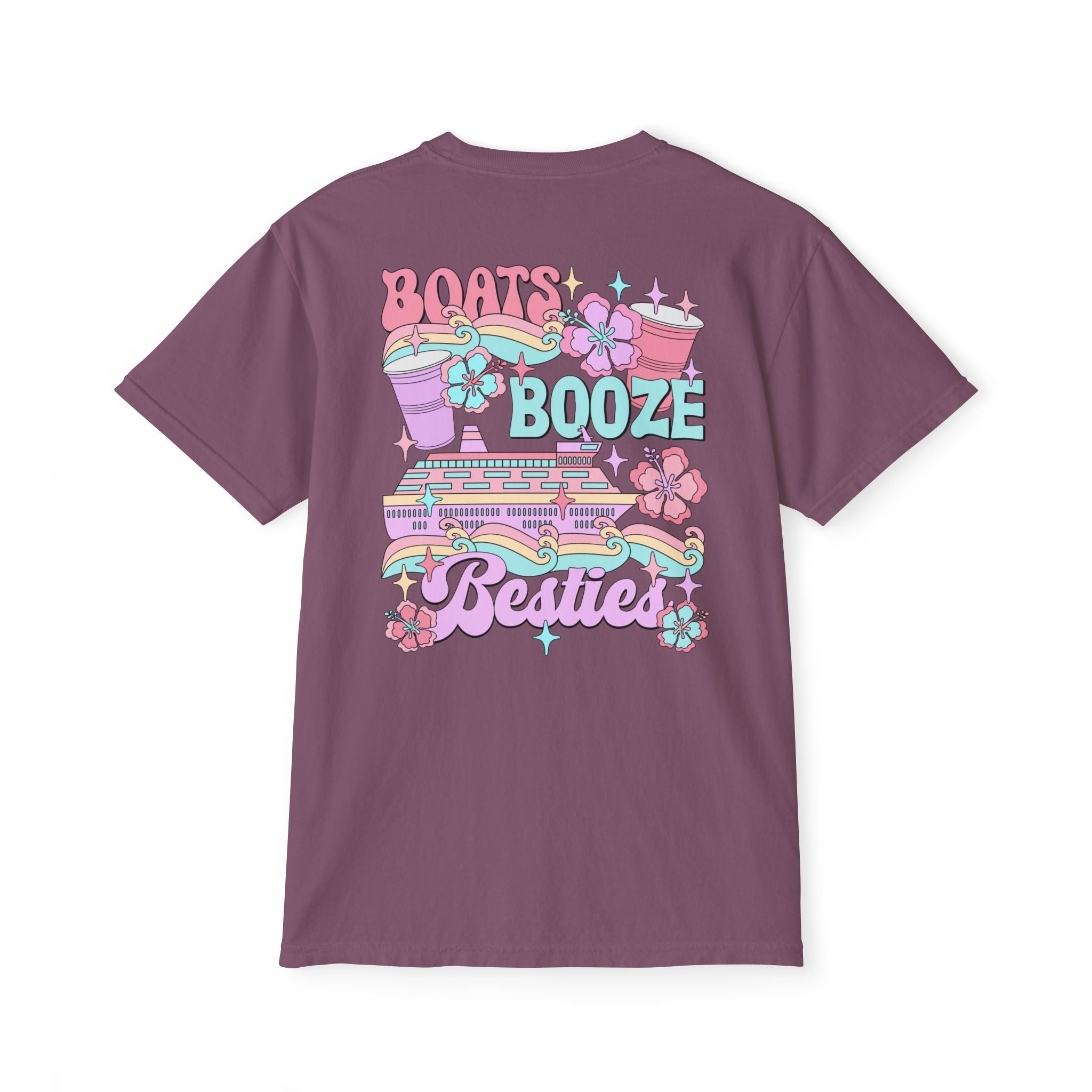Boats, Booze, and Besties Pocket Tee