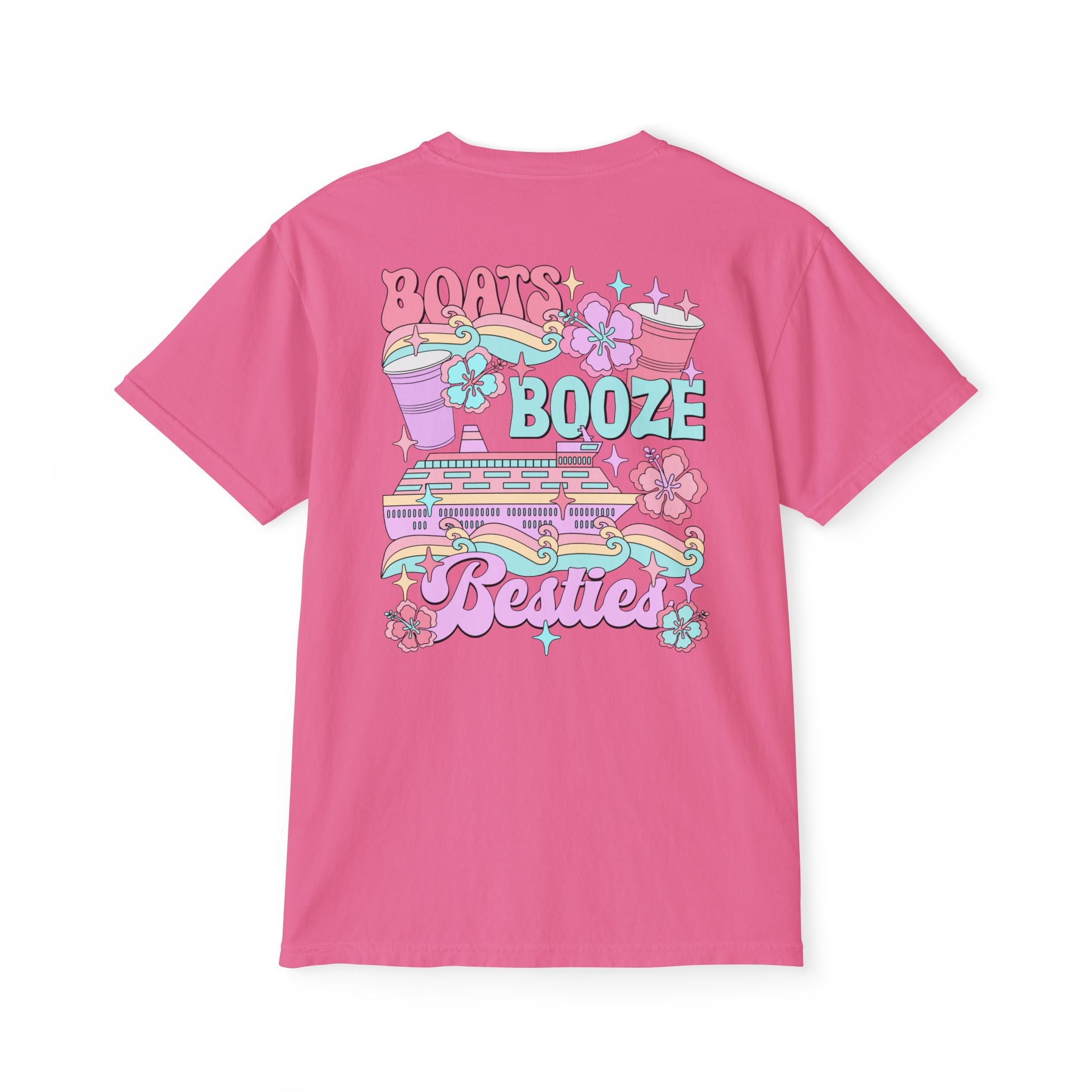 Boats, Booze, and Besties Pocket Tee