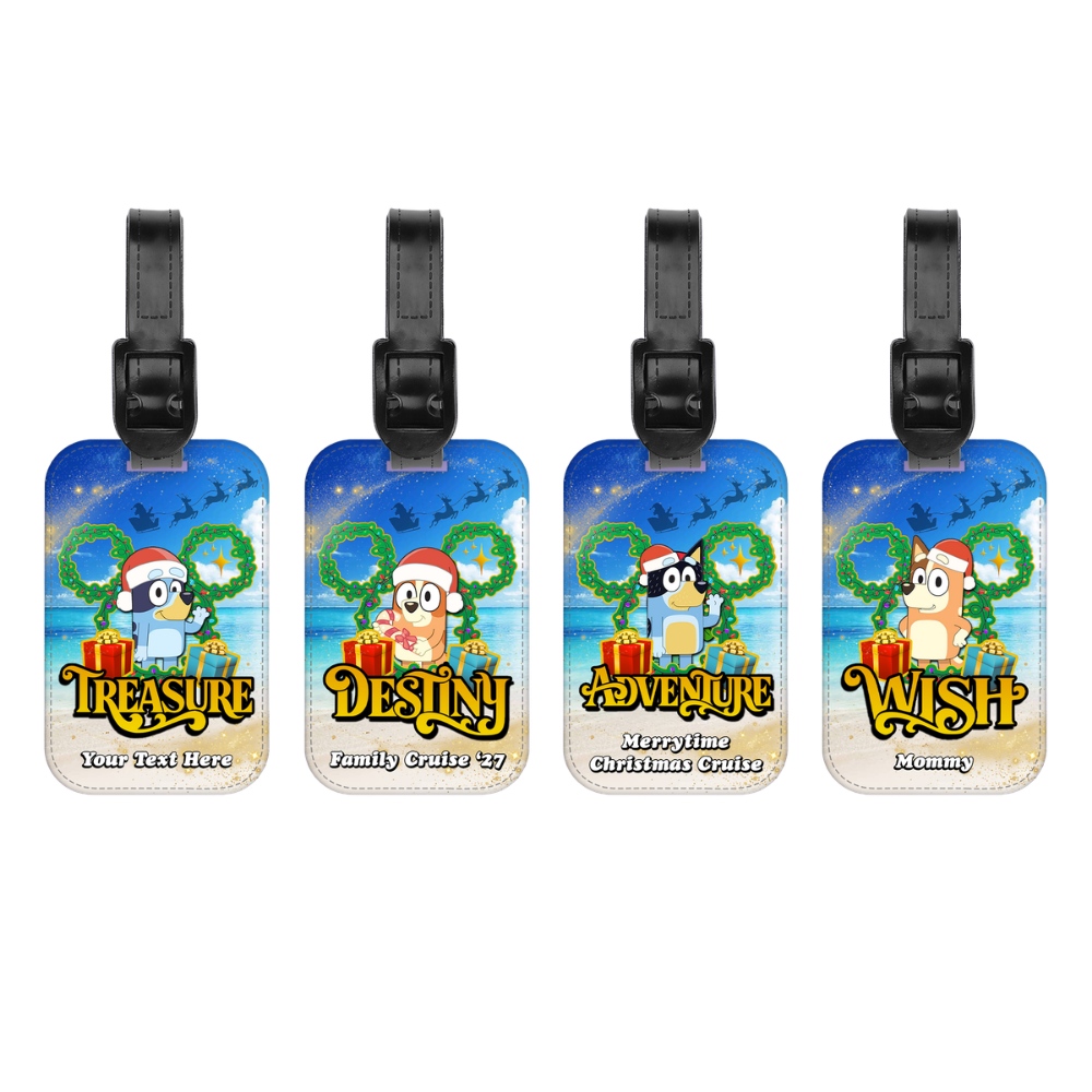 Magical Cruise Line Christmas Luggage Tag - Bluey