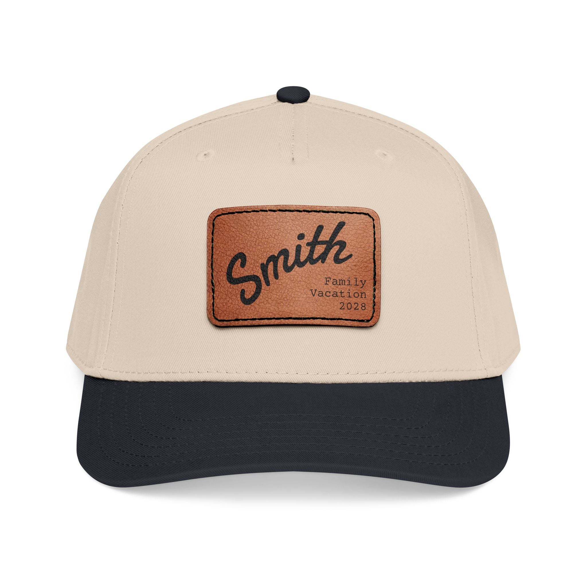 Personalized Curved Text Leather Patch Baseball Cap