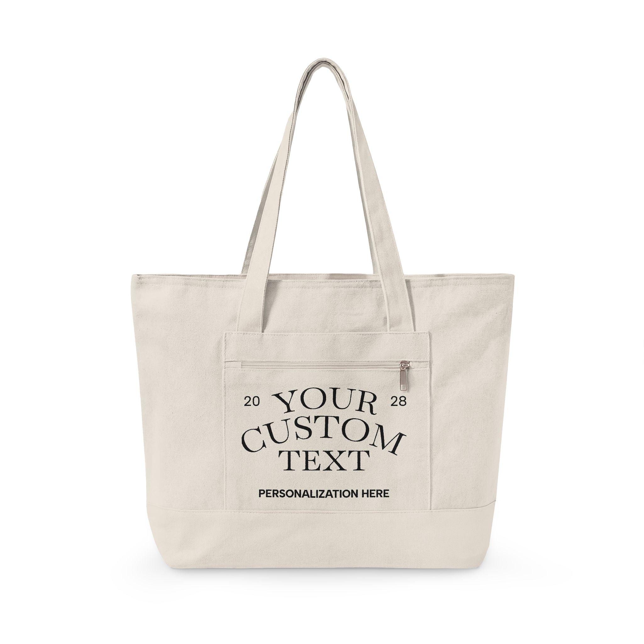 Personalized Zippered Canvas Tote Bag