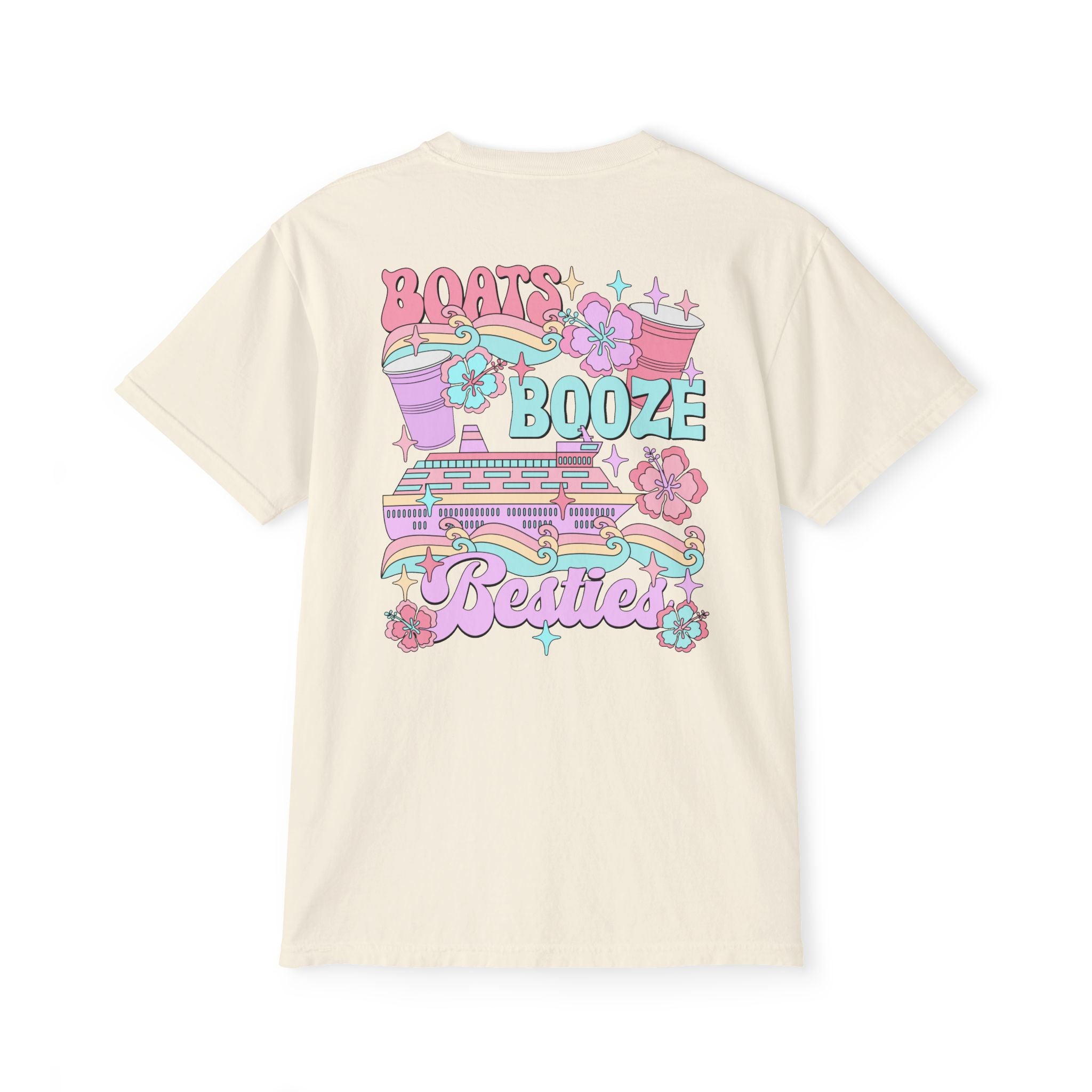 Boats, Booze, and Besties Pocket Tee