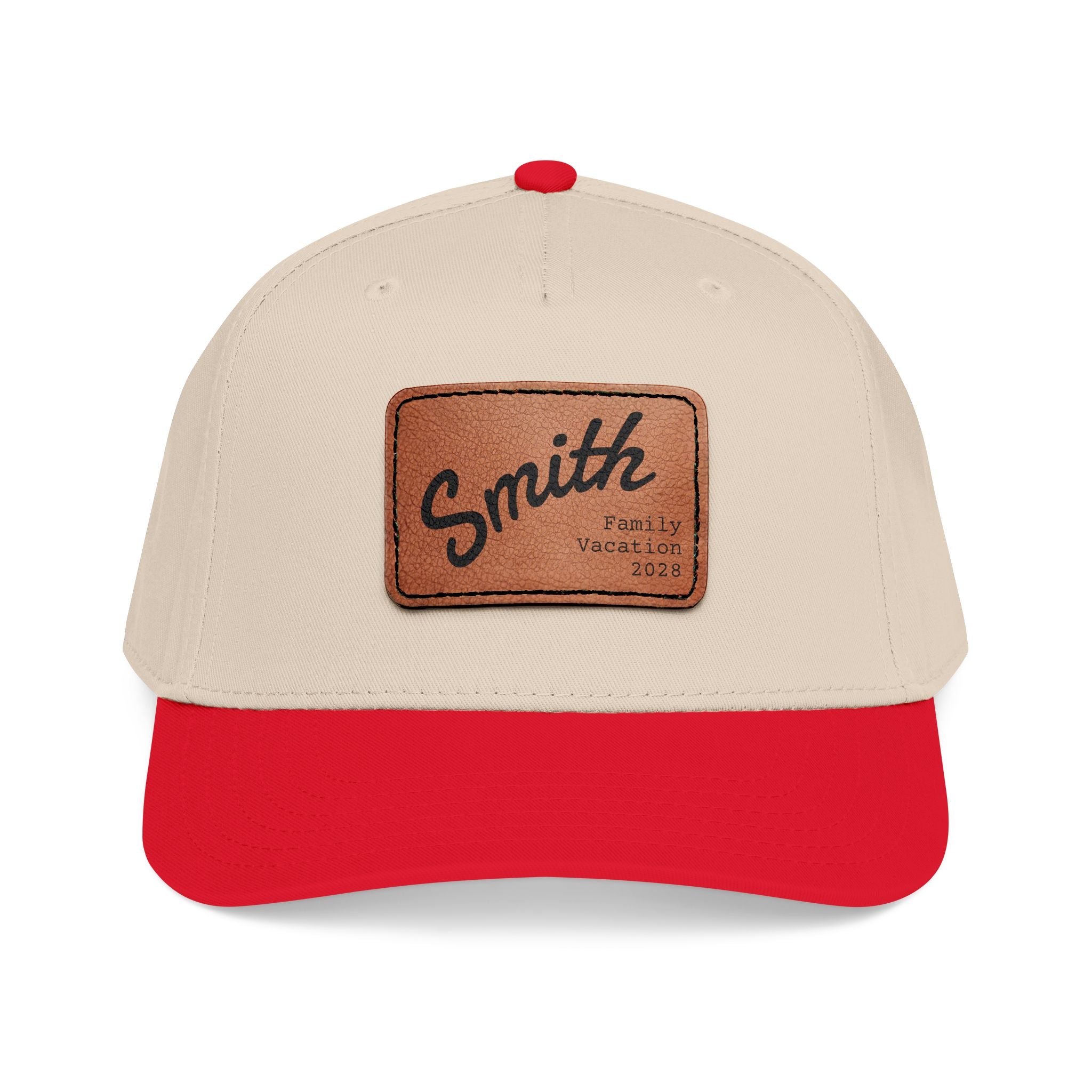 Personalized Curved Text Leather Patch Baseball Cap