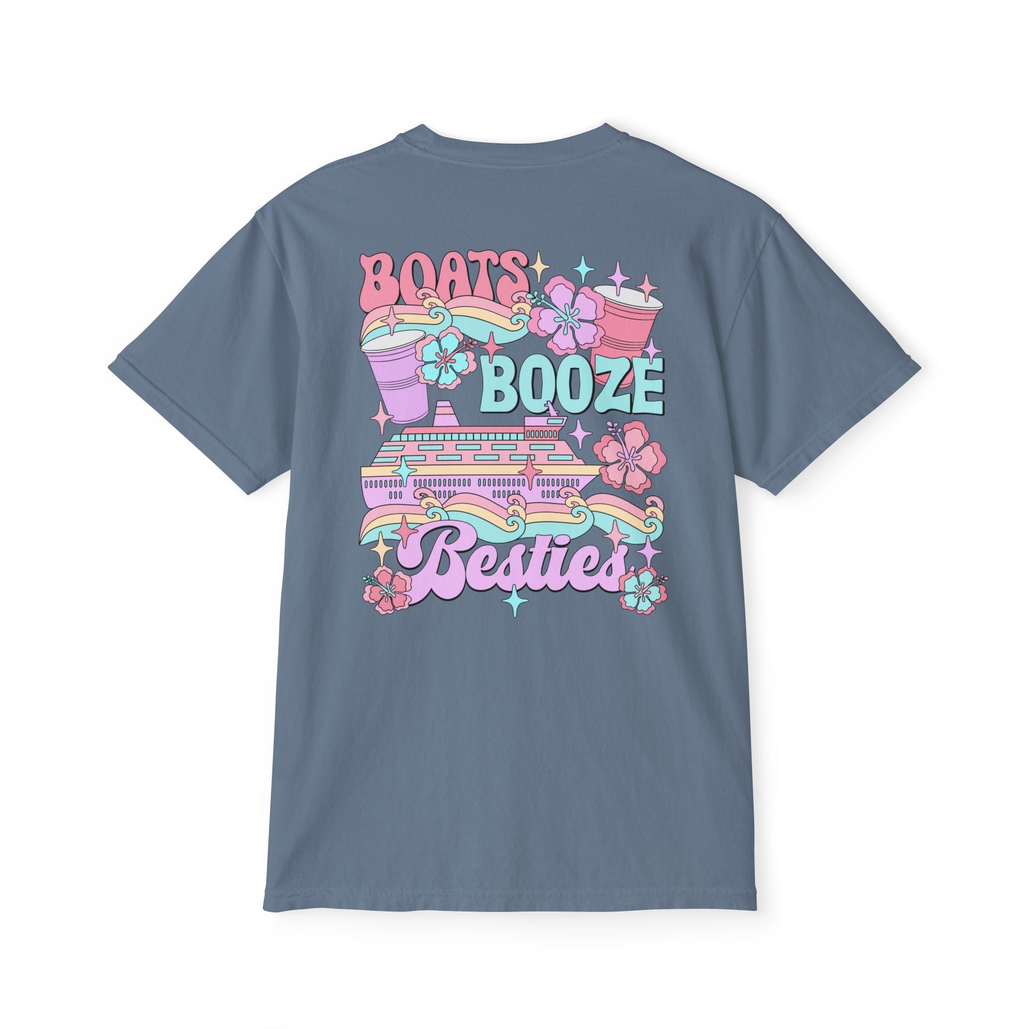 Boats, Booze, and Besties Pocket Tee