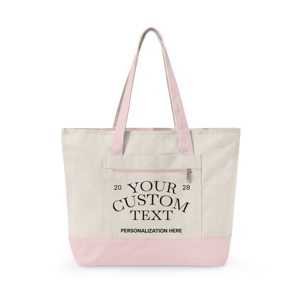 Personalized Zippered Canvas Tote Bag