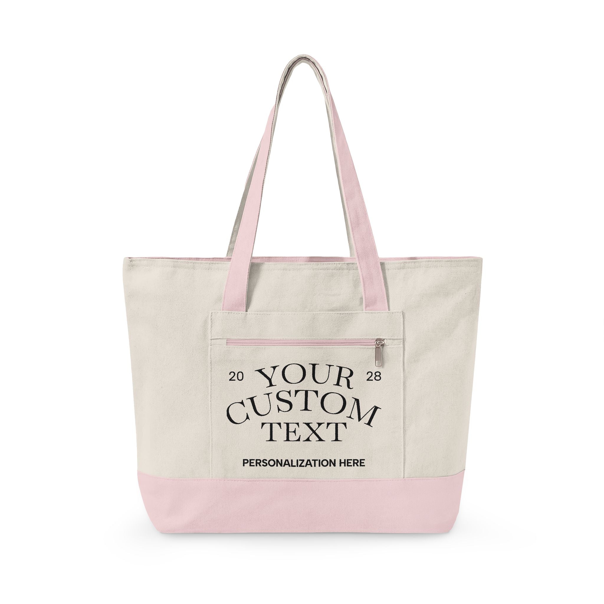 Personalized Zippered Canvas Tote Bag
