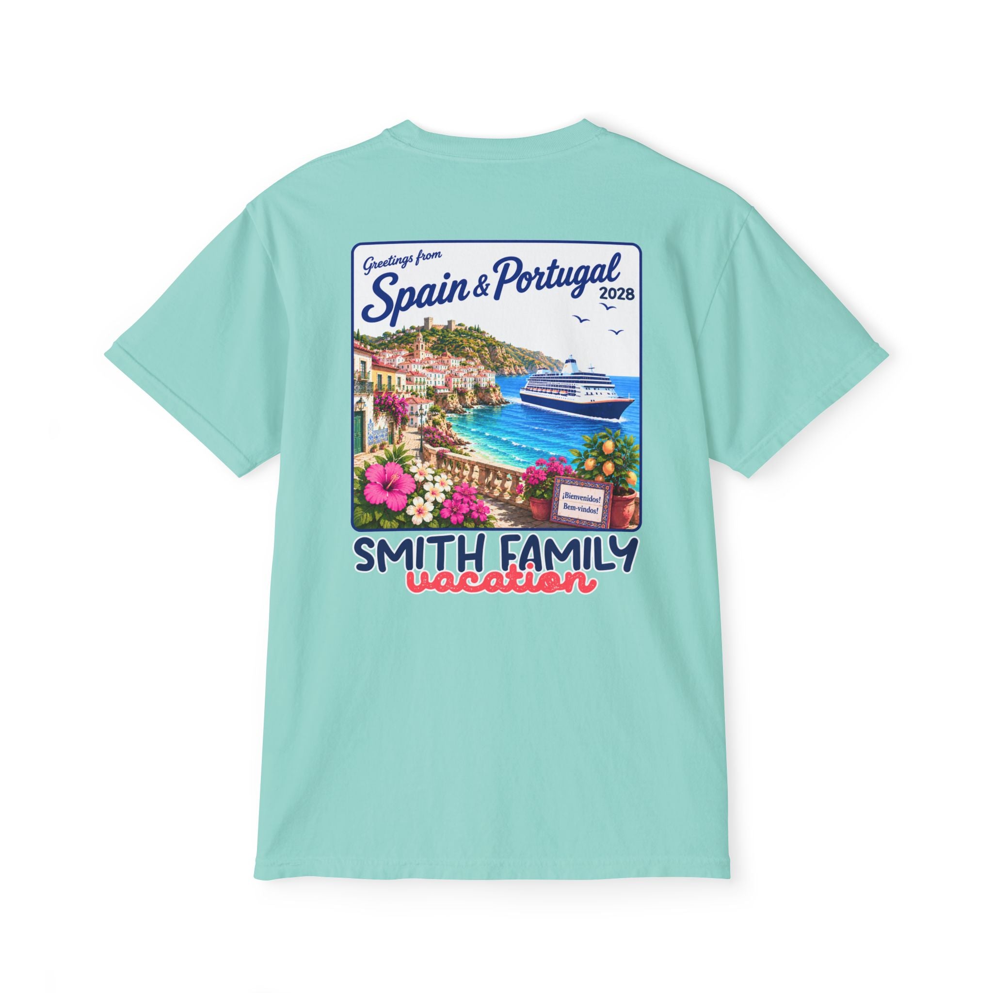 Greetings from Spain & Portugal Pocket Tee - Suite Escape