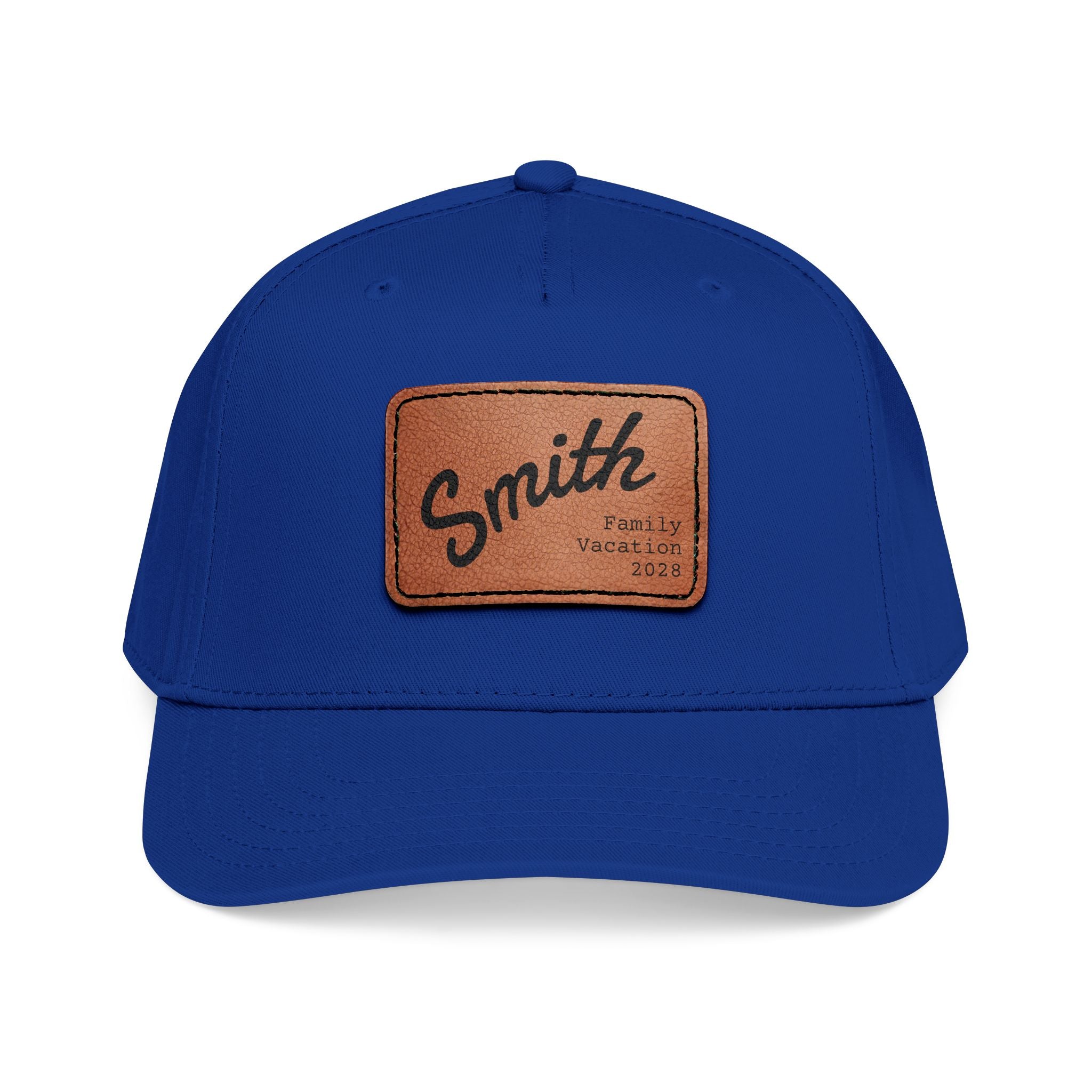 Personalized Curved Text Leather Patch Baseball Cap