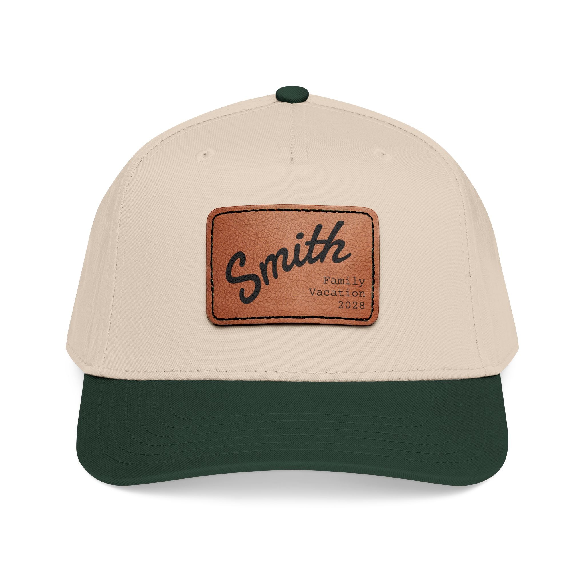 Personalized Curved Text Leather Patch Baseball Cap