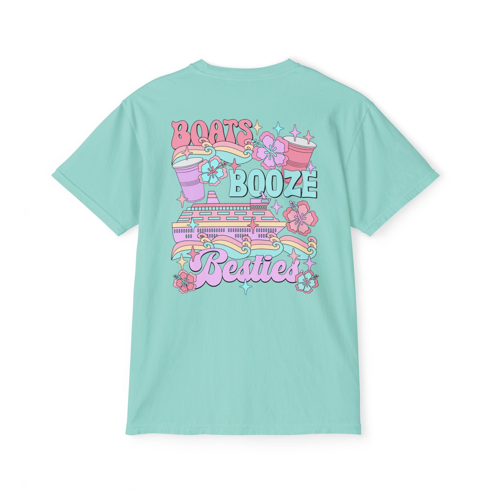 Boats, Booze, and Besties Pocket Tee