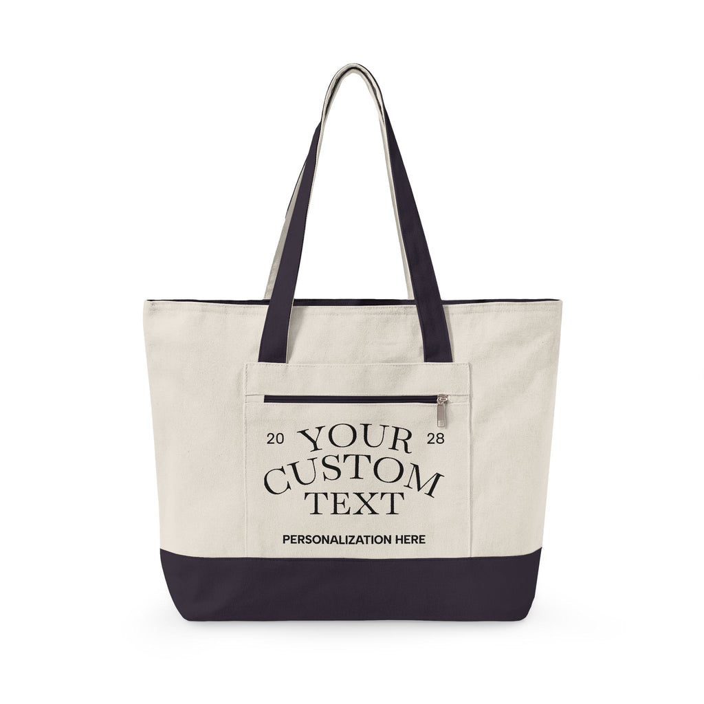 Personalized Zippered Canvas Tote Bag