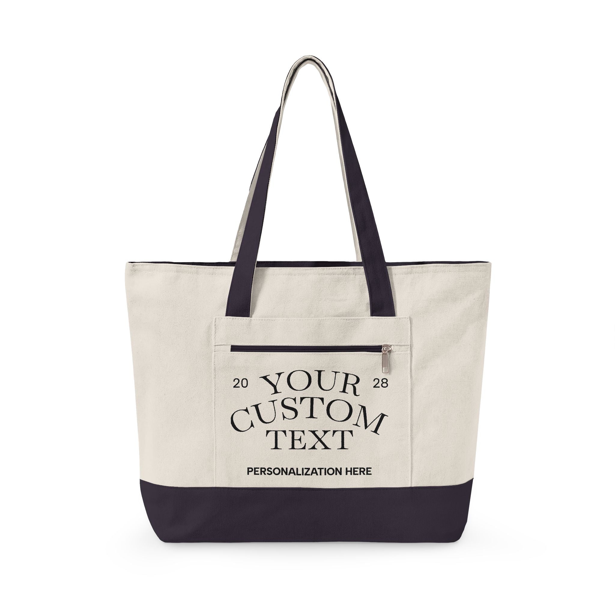 Personalized Zippered Canvas Tote Bag