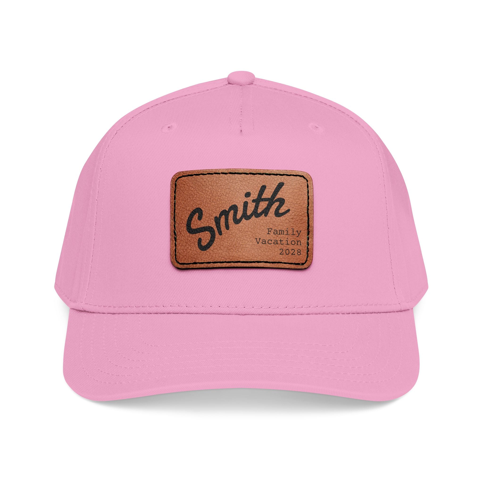 Personalized Curved Text Leather Patch Baseball Cap