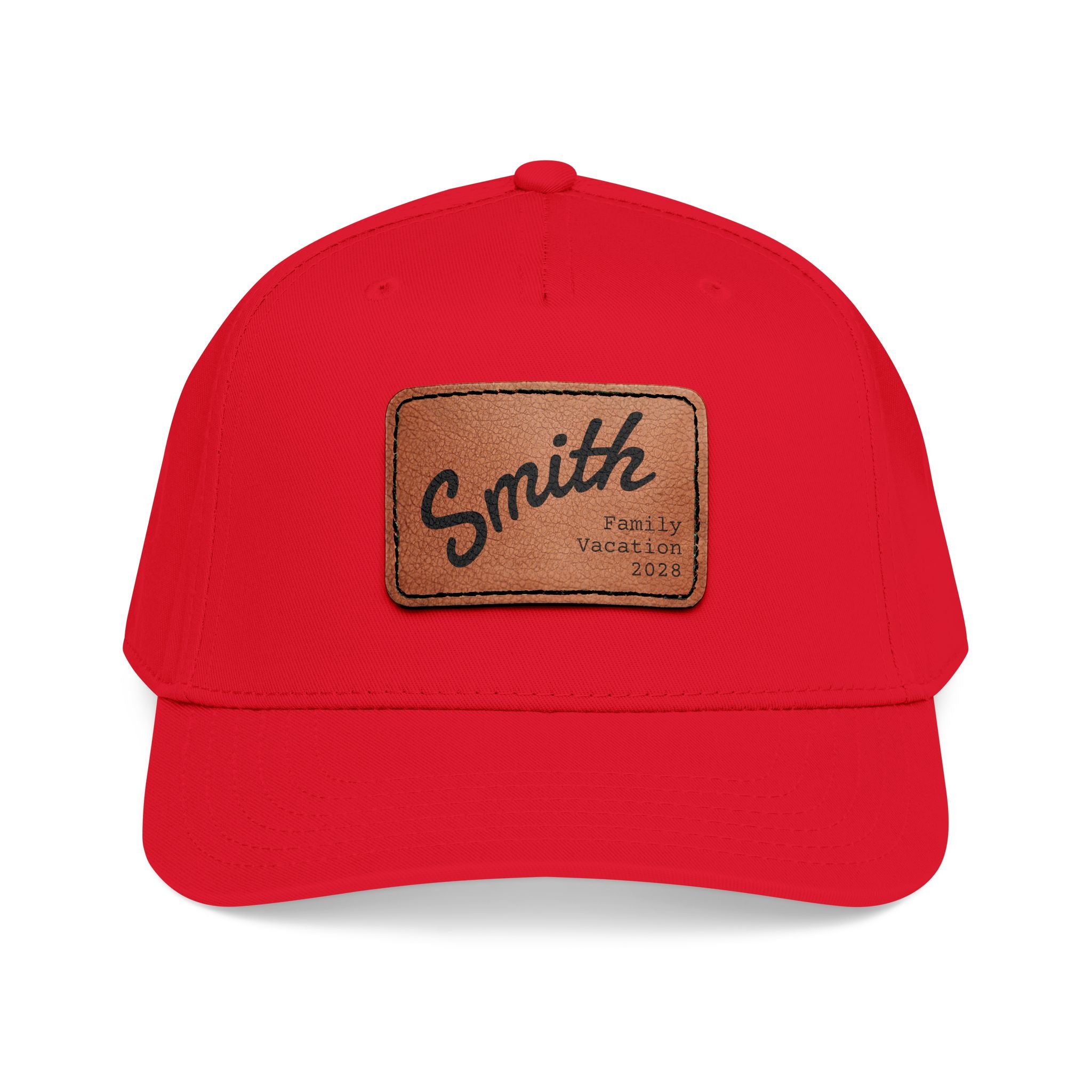 Personalized Curved Text Leather Patch Baseball Cap