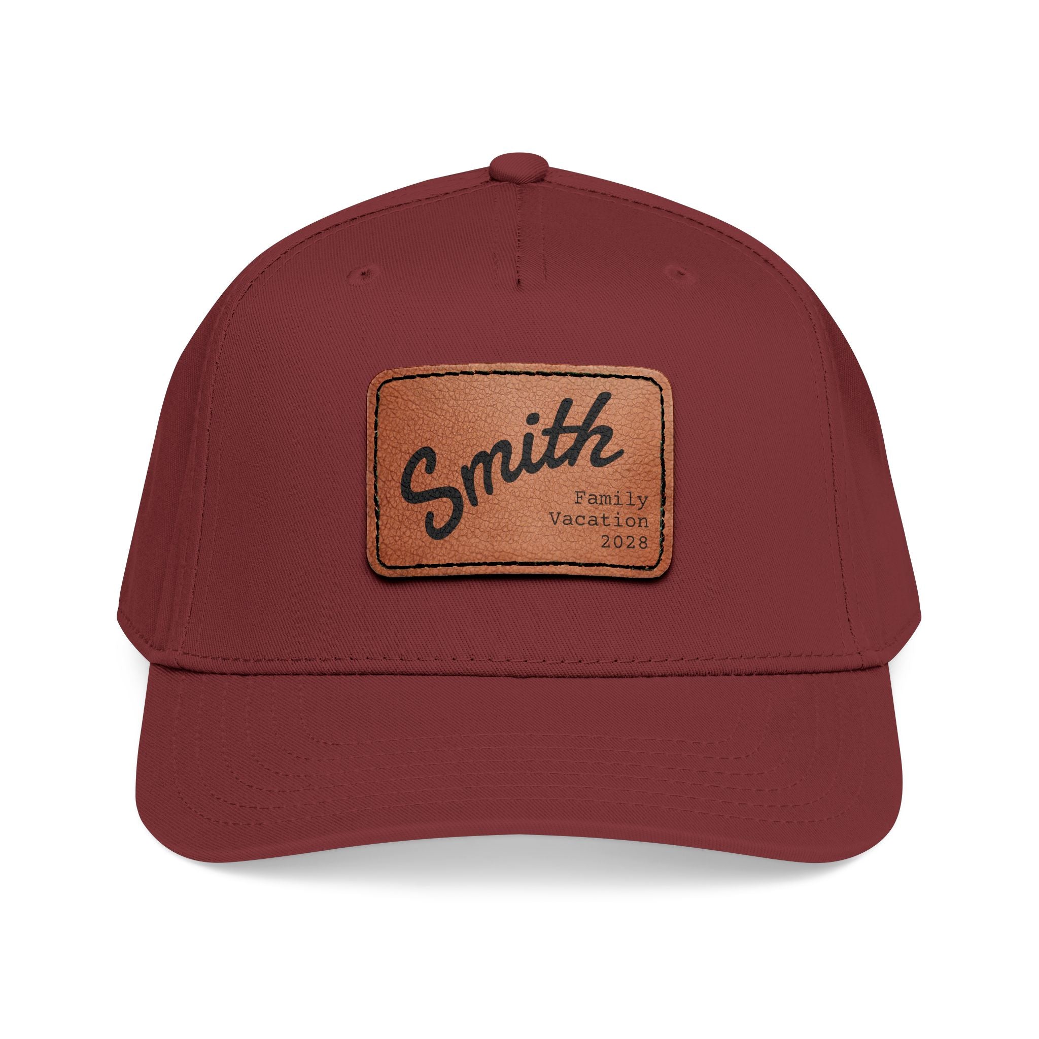 Personalized Curved Text Leather Patch Baseball Cap